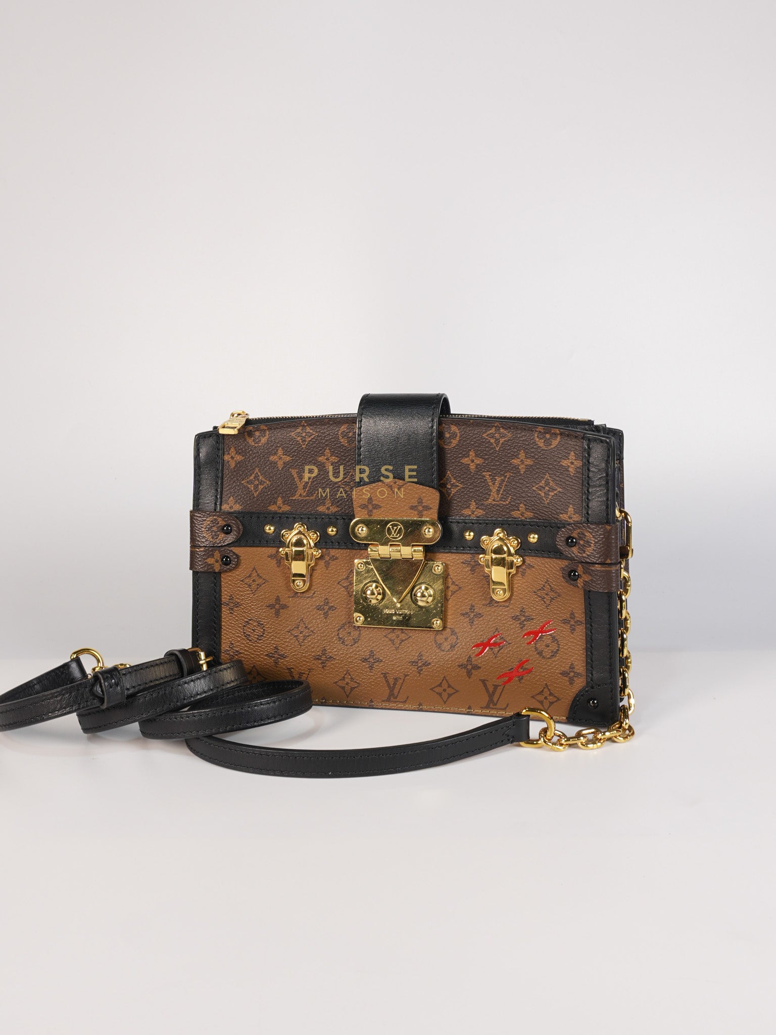 Trunk Clutch Crossbody Bag in Reverse Monogram Canvas | Purse Maison Luxury Bags Shop