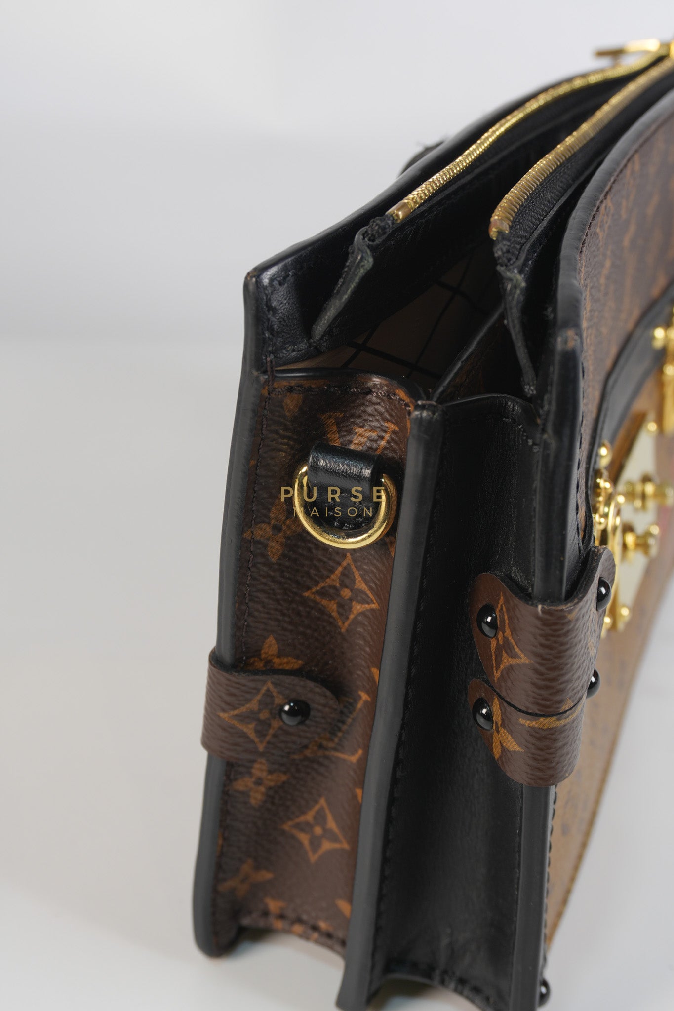 Trunk Clutch Crossbody Bag in Reverse Monogram Canvas | Purse Maison Luxury Bags Shop