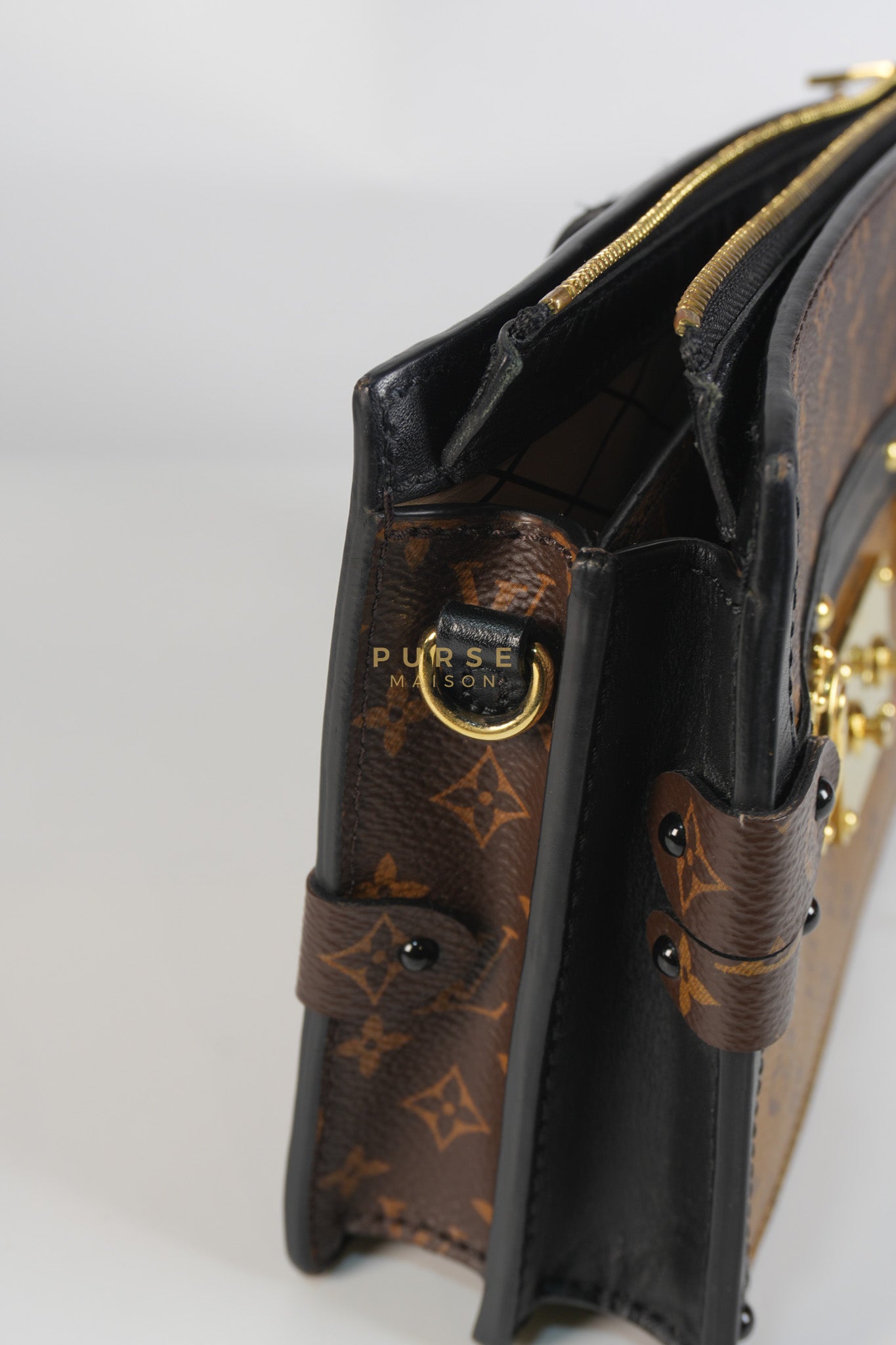 Trunk Clutch Crossbody Bag in Reverse Monogram Canvas | Purse Maison Luxury Bags Shop