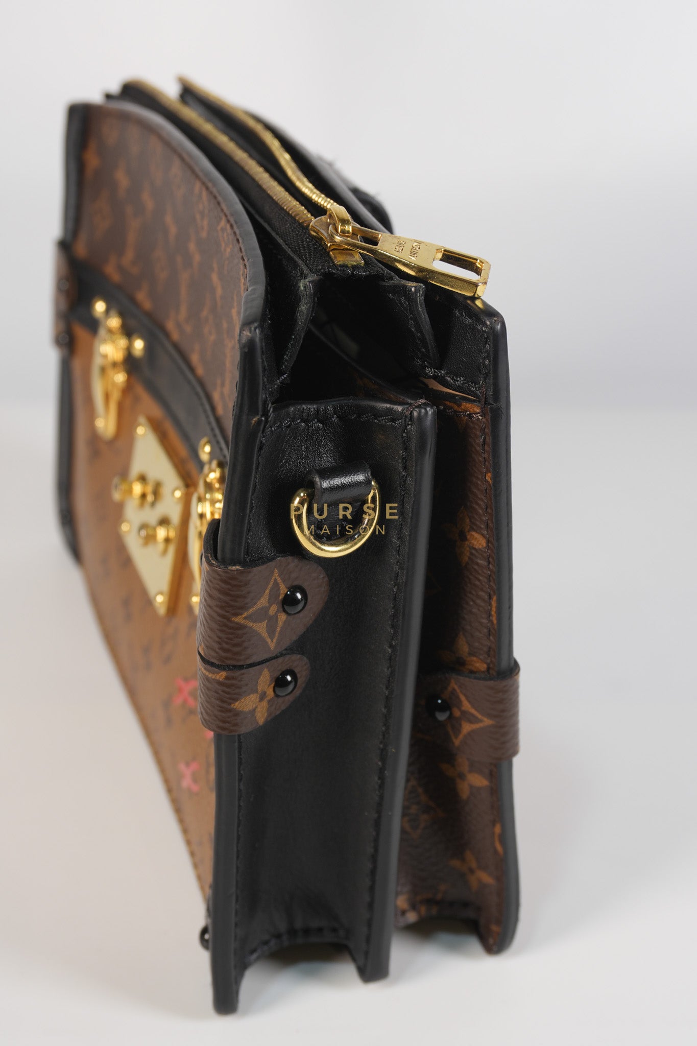 Trunk Clutch Crossbody Bag in Reverse Monogram Canvas | Purse Maison Luxury Bags Shop