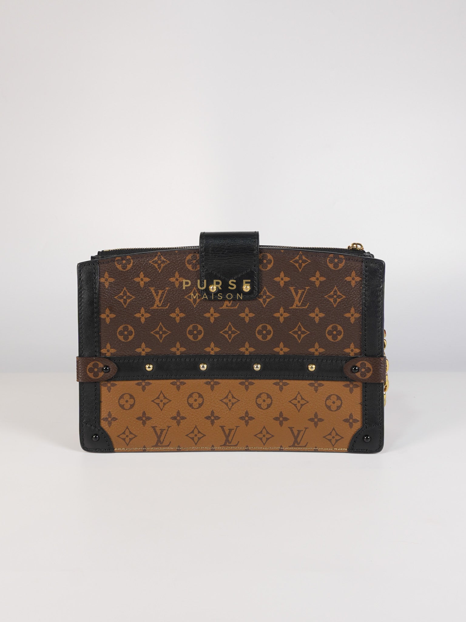 Trunk Clutch Crossbody Bag in Reverse Monogram Canvas | Purse Maison Luxury Bags Shop
