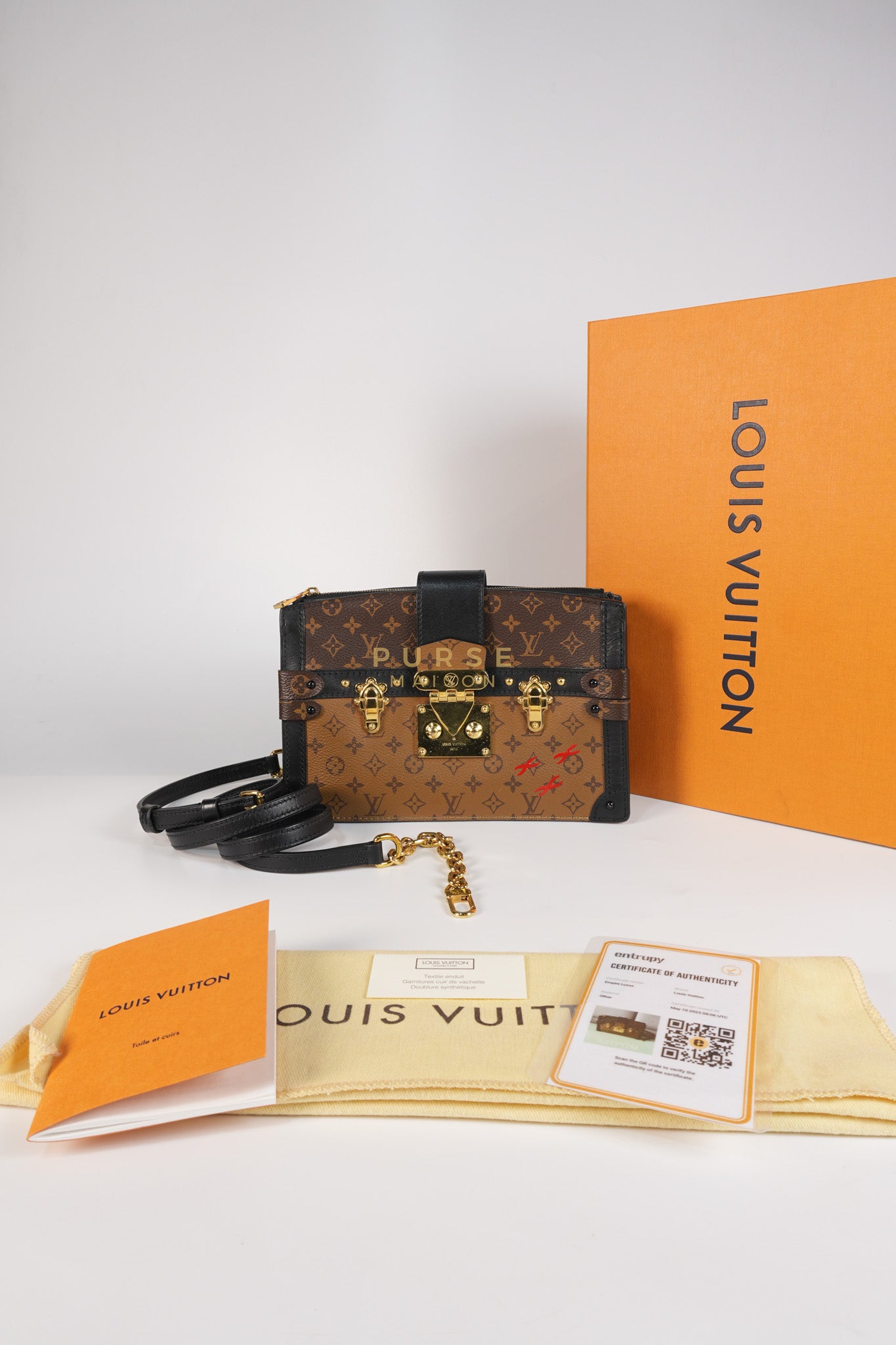 Trunk Clutch Crossbody Bag in Reverse Monogram Canvas | Purse Maison Luxury Bags Shop