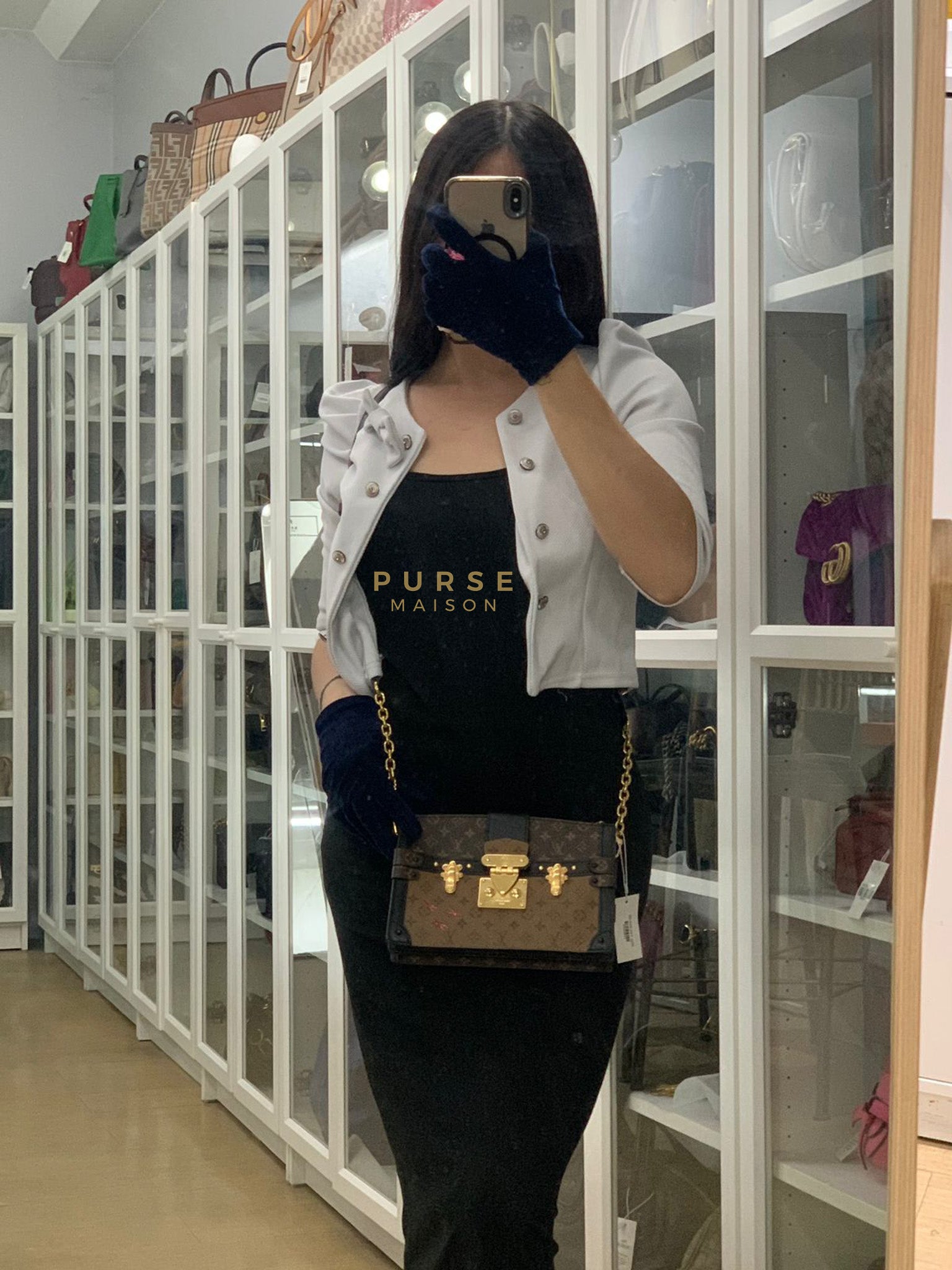 Trunk Clutch Crossbody Bag in Reverse Monogram Canvas | Purse Maison Luxury Bags Shop