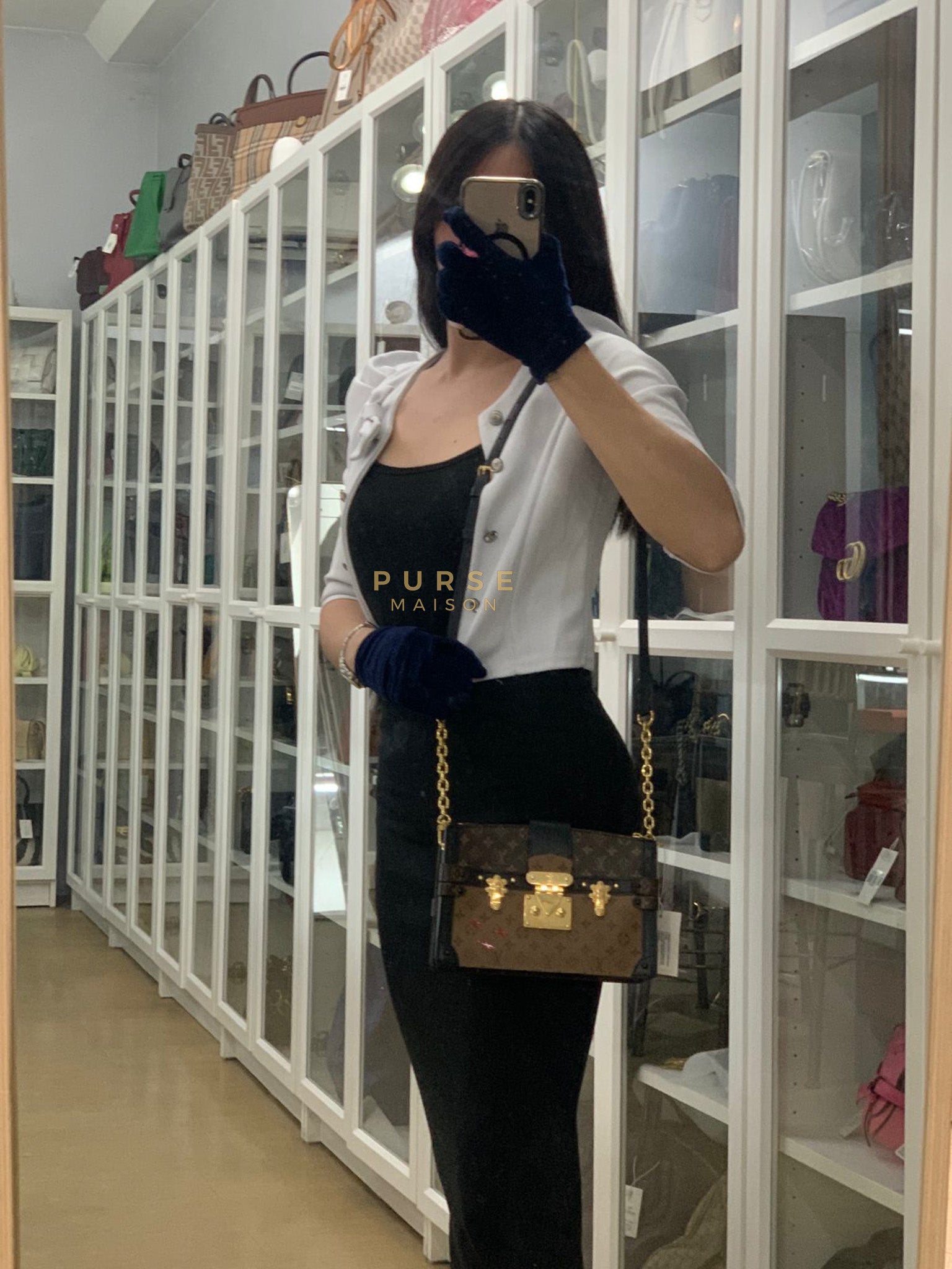 Trunk Clutch Crossbody Bag in Reverse Monogram Canvas | Purse Maison Luxury Bags Shop