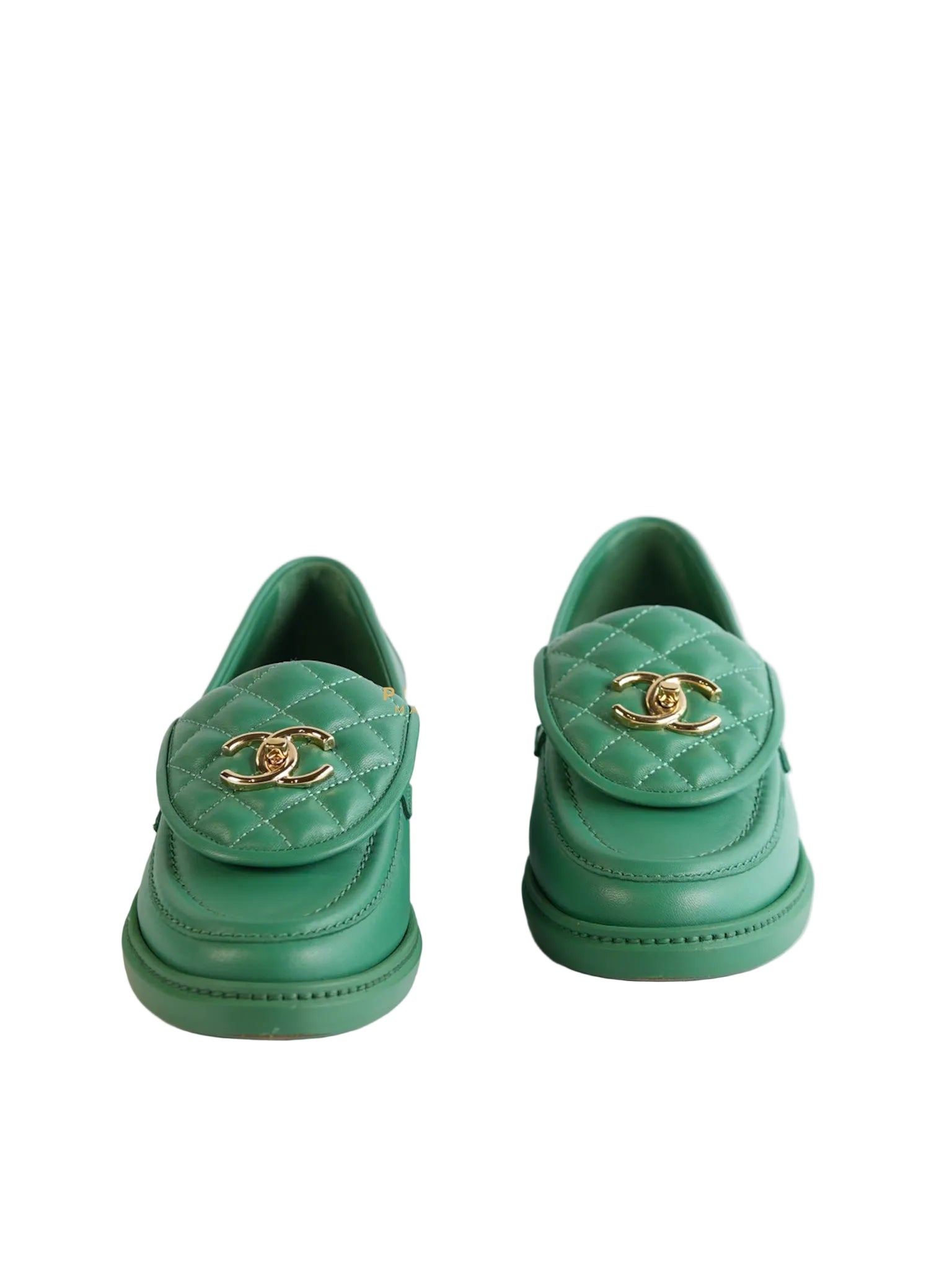 Turnlock Loafers Green Lambskin Size 37 EU (23cm) | Purse Maison Luxury Bags Shop
