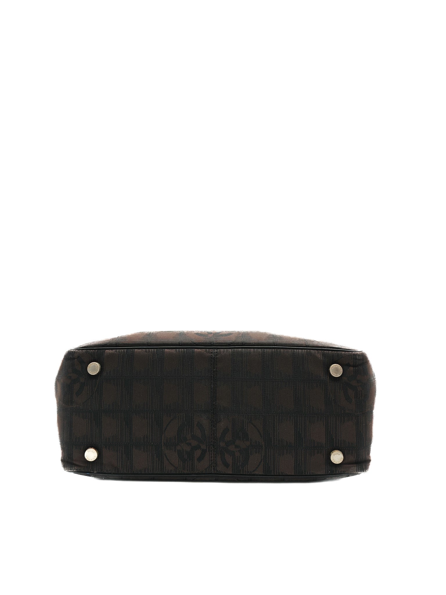 Chanel Travel Line PM Tote Bag in Dark Brown/Black Woven Jacquard Nylon Canvas Series 9