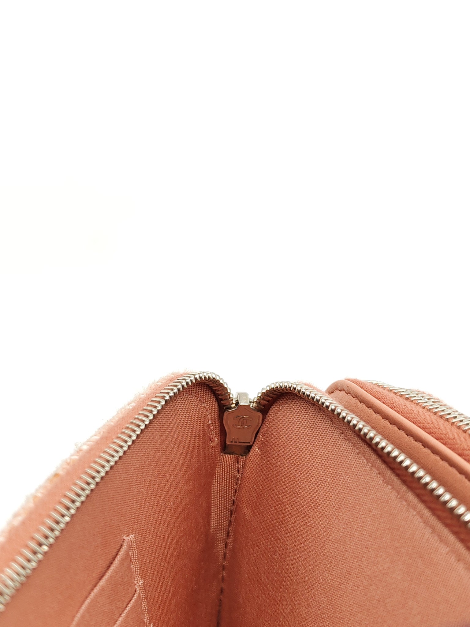 Tweed Deauville Double Zip Clutch Wallet on Chain in Pink Woven Canvas & Silver Hardware Series 25 | Purse Maison Luxury Bags Shop