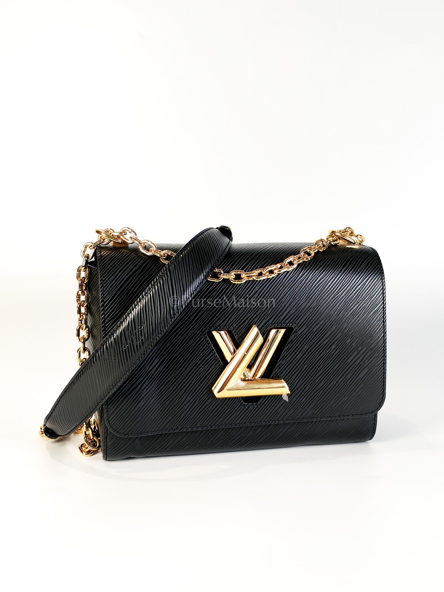 Twist Lock MM in Black Epi Leather Gold Hardware (Microchip) | Purse Maison Luxury Bags Shop