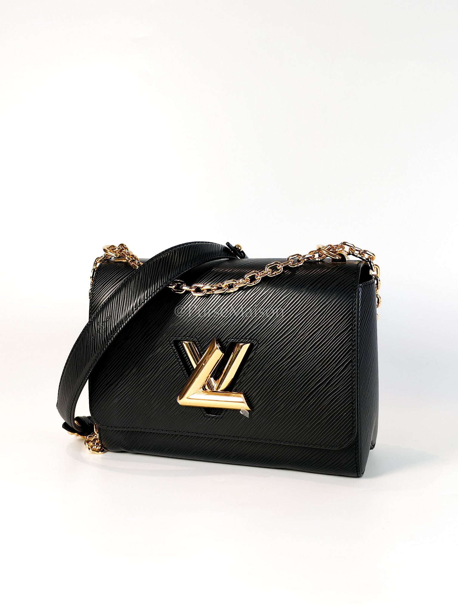 Twist Lock MM in Black Epi Leather Gold Hardware (Microchip) | Purse Maison Luxury Bags Shop