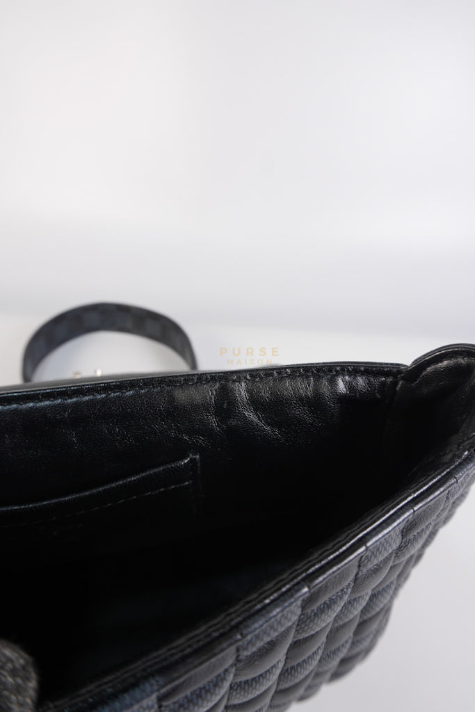 Twist Lock MM in Damier Graphite Calf Leather (Microchipped) | Purse Maison Luxury Bags Shop