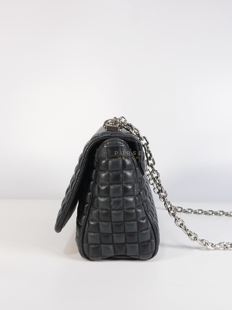 Twist Lock MM in Damier Graphite Calf Leather (Microchipped) | Purse Maison Luxury Bags Shop