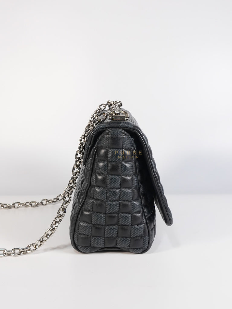 Twist Lock MM in Damier Graphite Calf Leather (Microchipped) | Purse Maison Luxury Bags Shop