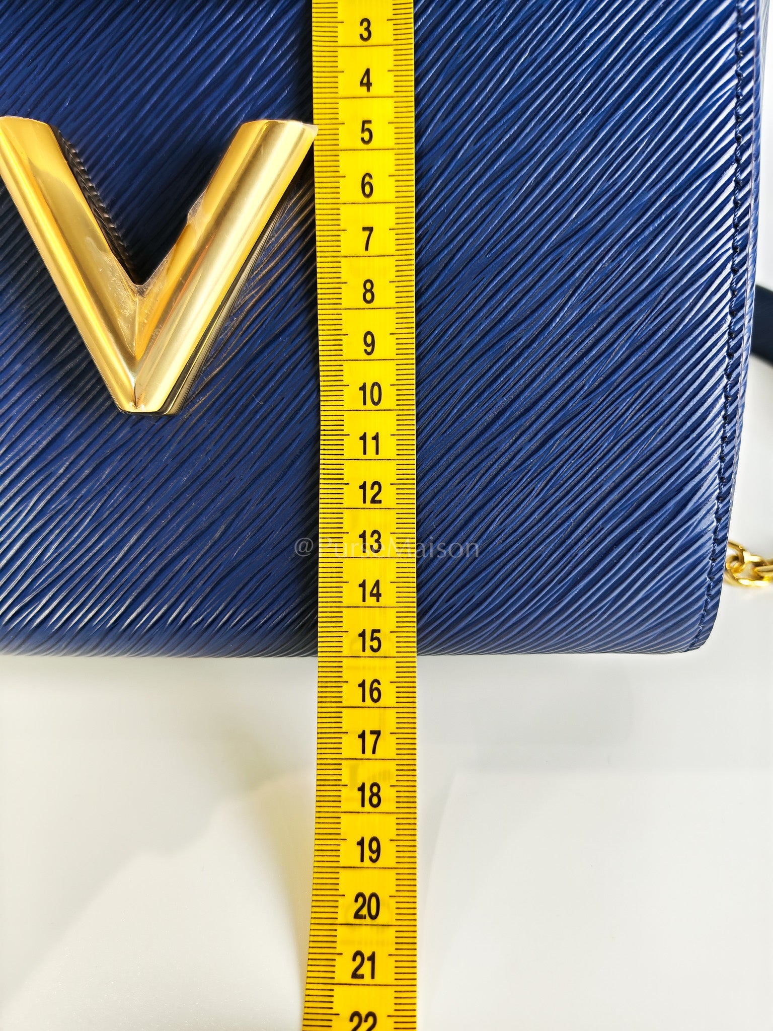 Twist Lock MM in Indigo Epi Leather and Gold Hardware (Microchip) | Purse Maison Luxury Bags Shop