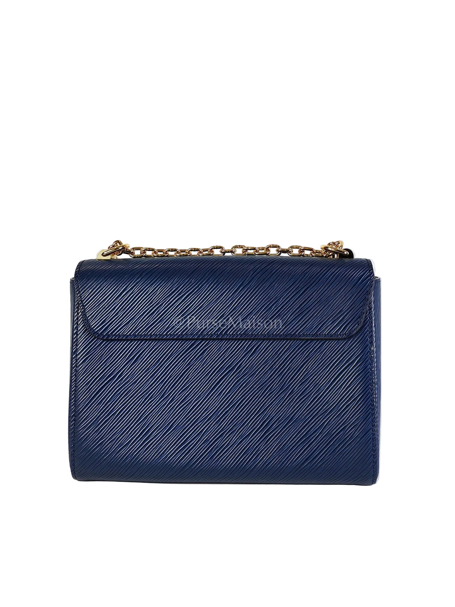 Twist Lock MM in Indigo Epi Leather and Gold Hardware (Microchip) | Purse Maison Luxury Bags Shop