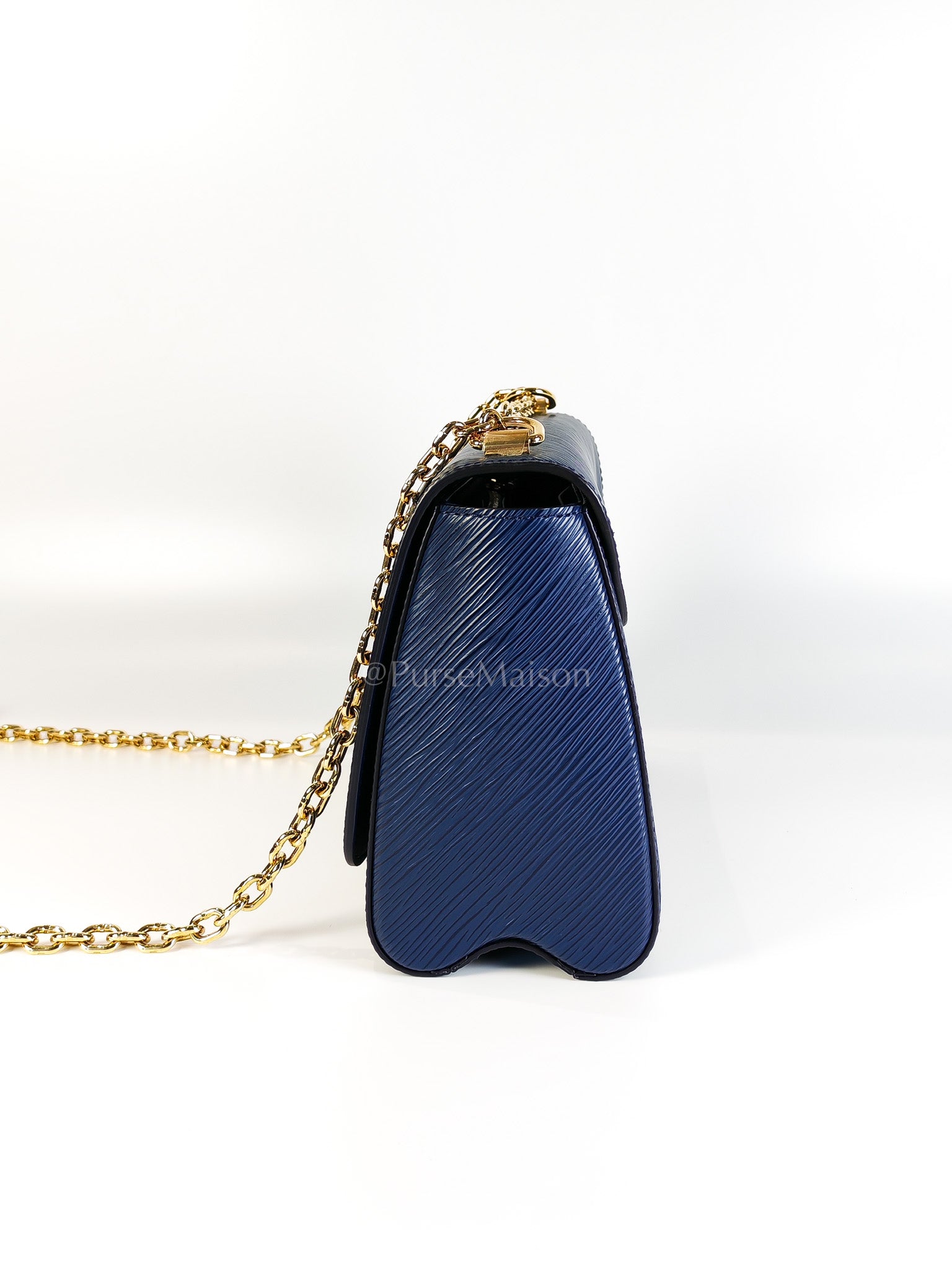 Twist Lock MM in Indigo Epi Leather and Gold Hardware (Microchip) | Purse Maison Luxury Bags Shop