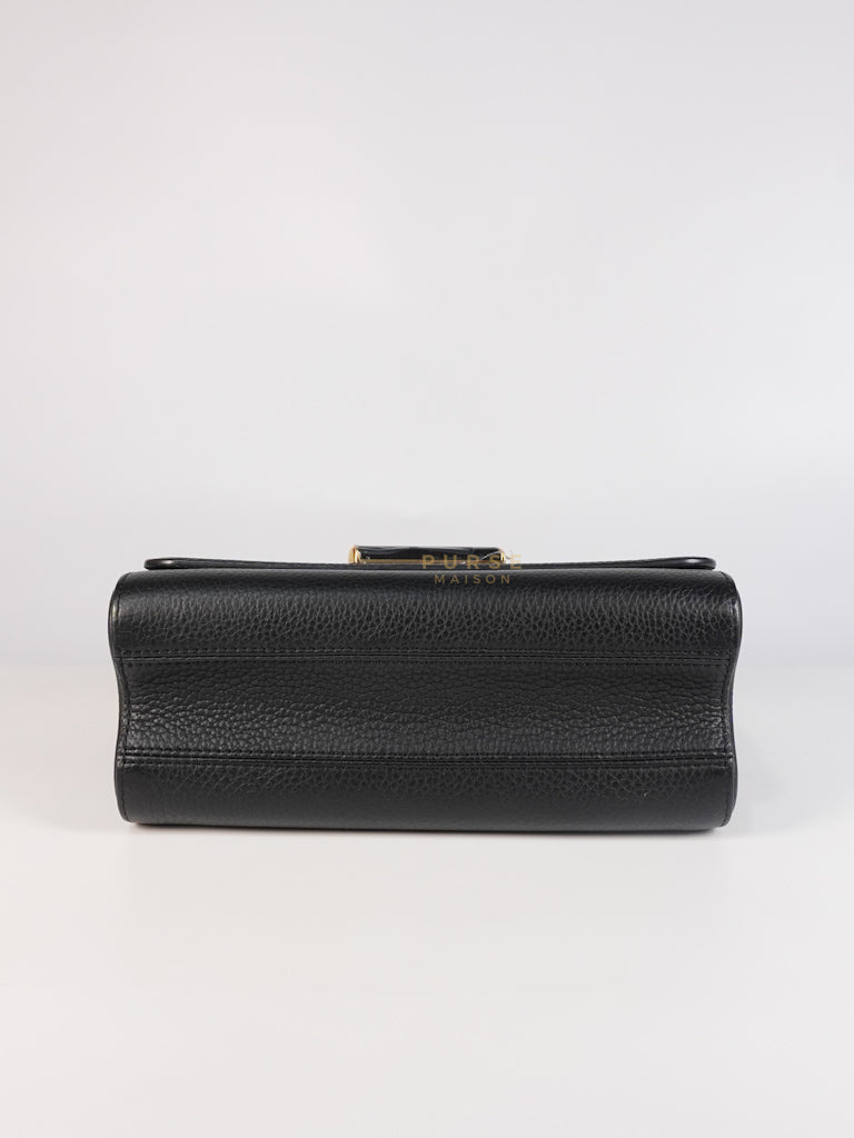 Twist Scrunchie MM in Black Grained Calfskin Leather Crossbody Bag | Purse Maison Luxury Bags Shop