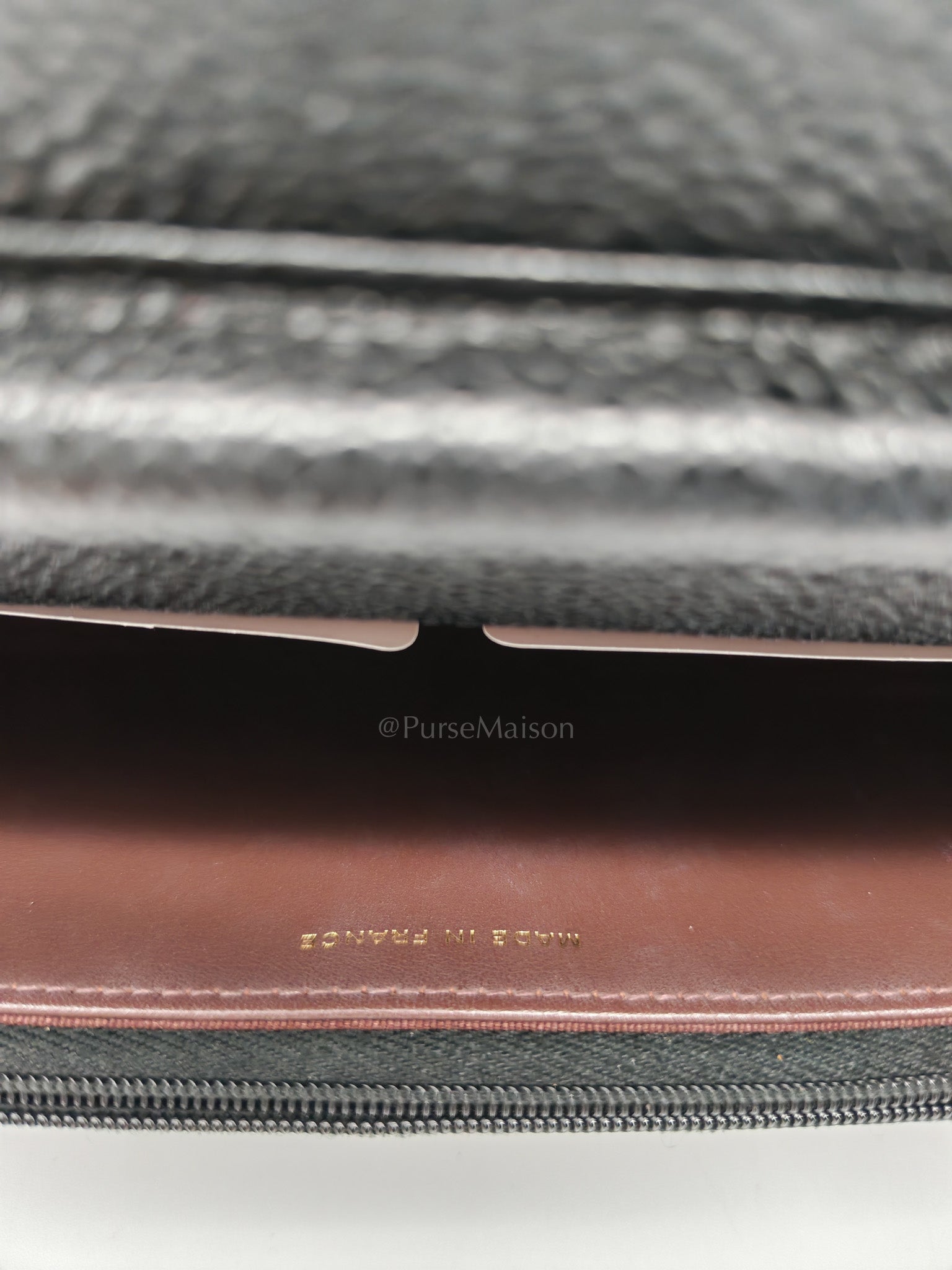 Wallet On Chain (WOC) in Black Quilted Caviar Leather and Gold Hardware Microchip