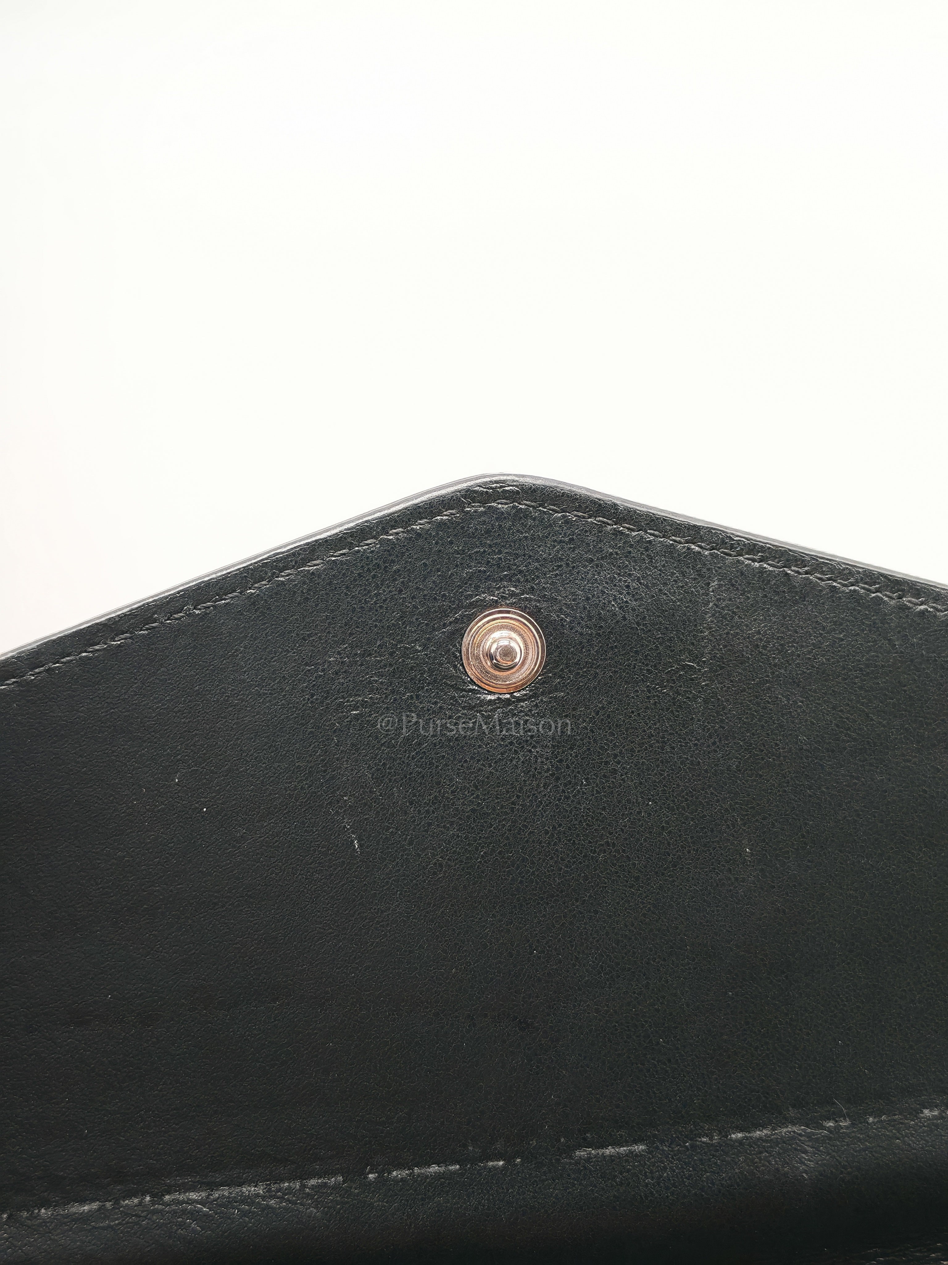 Uptown Clutch in Black Croc-embossed Calfskin Leather & Silver Hardware | Purse Maison Luxury Bags Shop