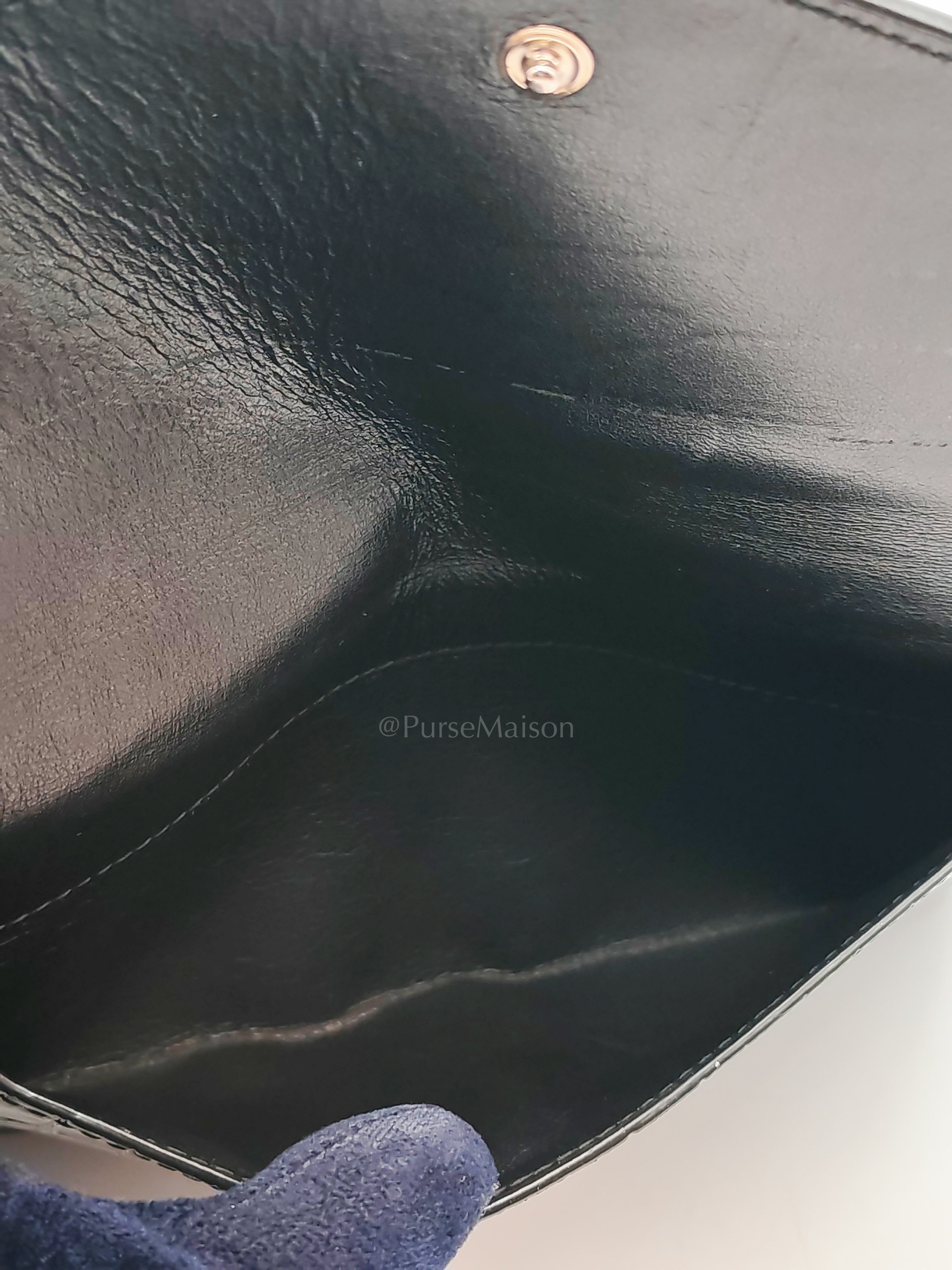 Uptown Clutch in Black Croc-embossed Calfskin Leather & Silver Hardware | Purse Maison Luxury Bags Shop