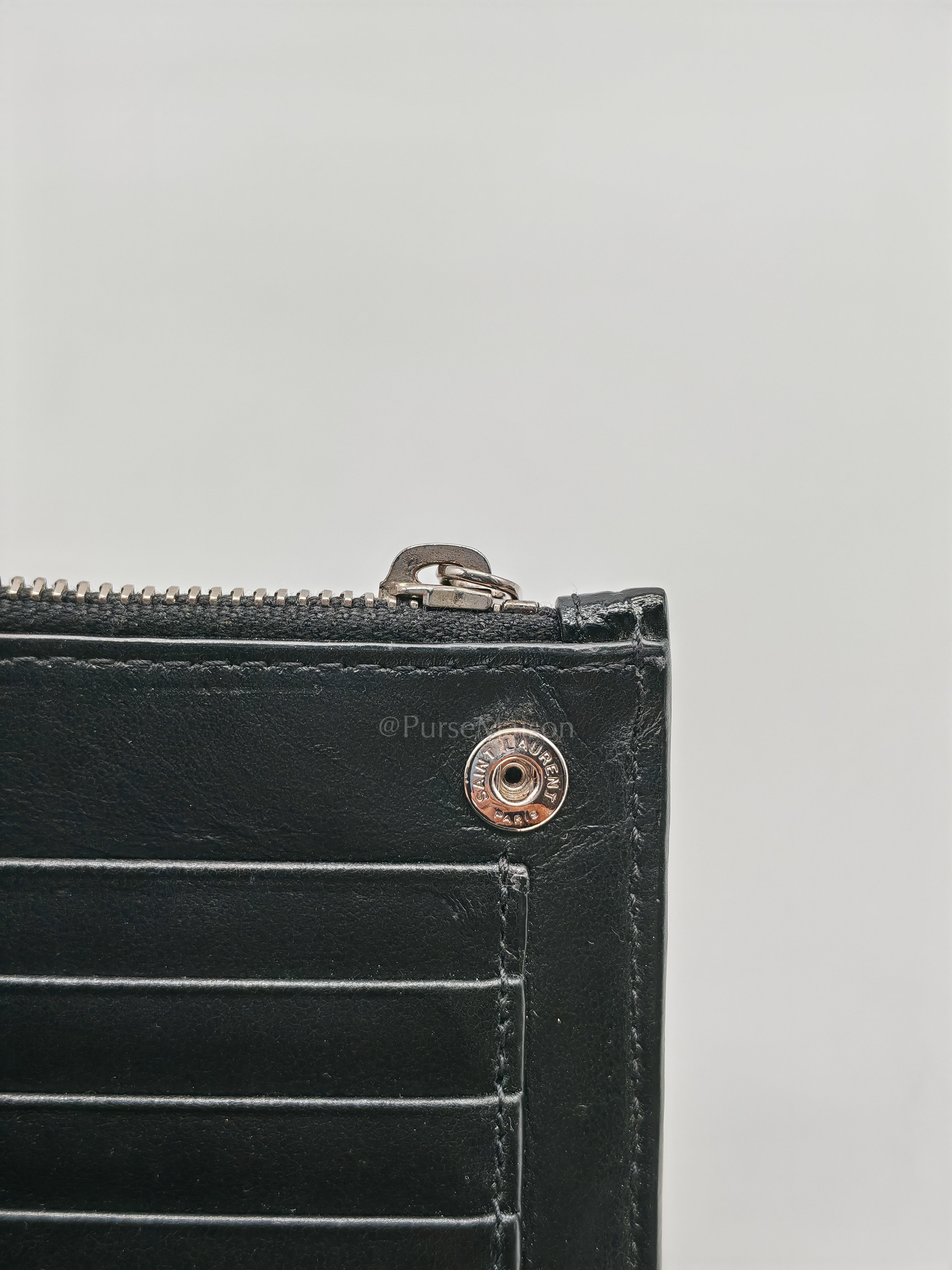 Uptown Clutch in Black Croc-embossed Calfskin Leather & Silver Hardware | Purse Maison Luxury Bags Shop