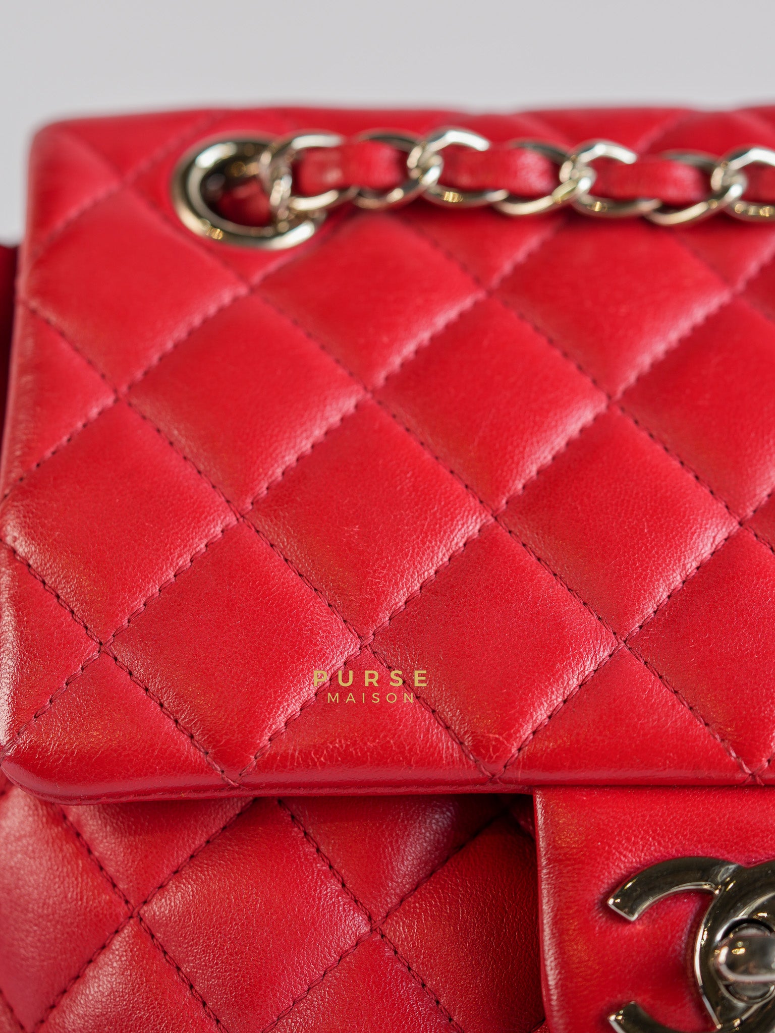 Urban Spirit Red Lambskin Leather and Silver Hardware Series 22 | Purse Maison Luxury Bags Shop
