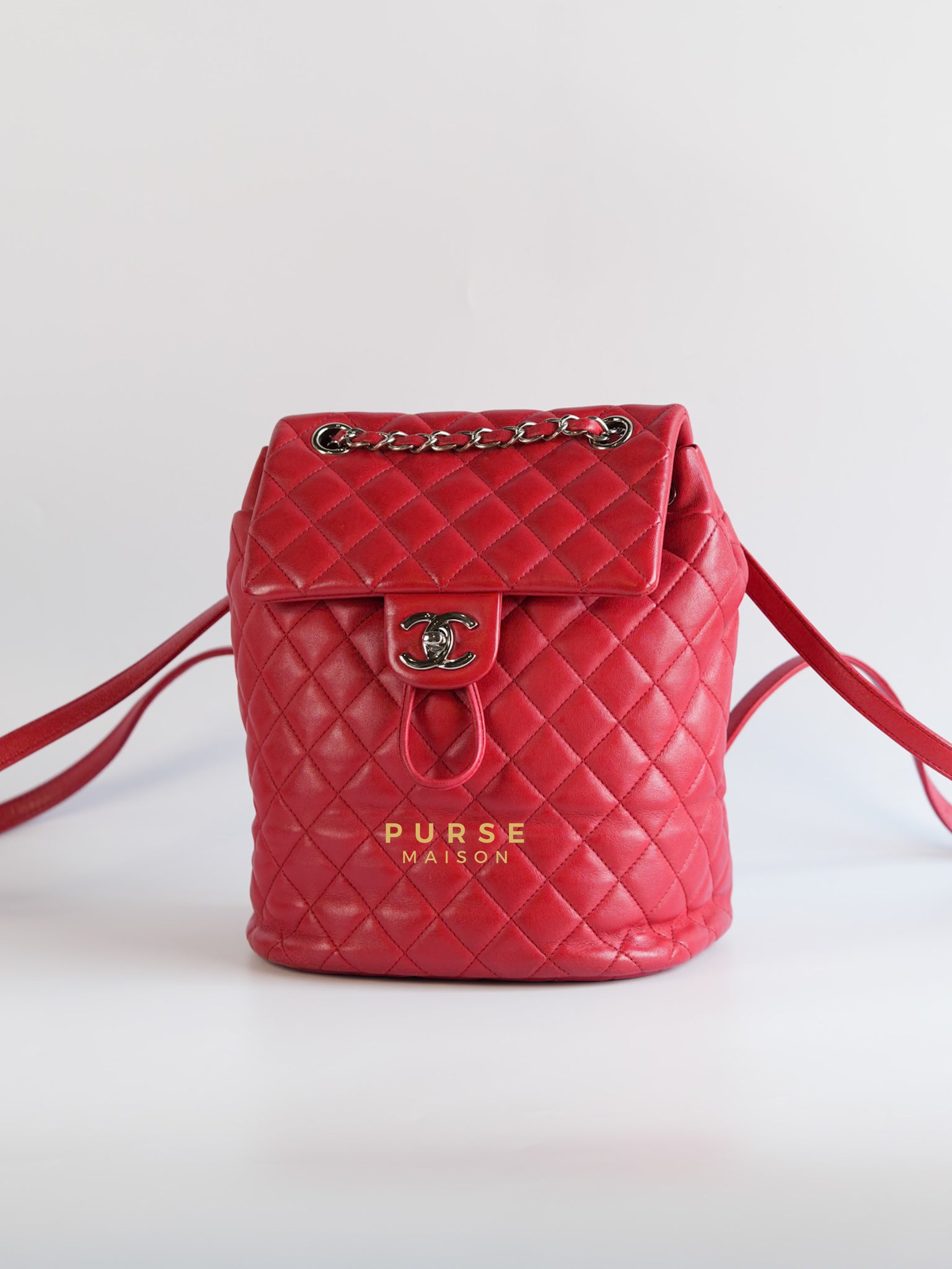 Urban Spirit Red Lambskin Leather and Silver Hardware Series 22 | Purse Maison Luxury Bags Shop