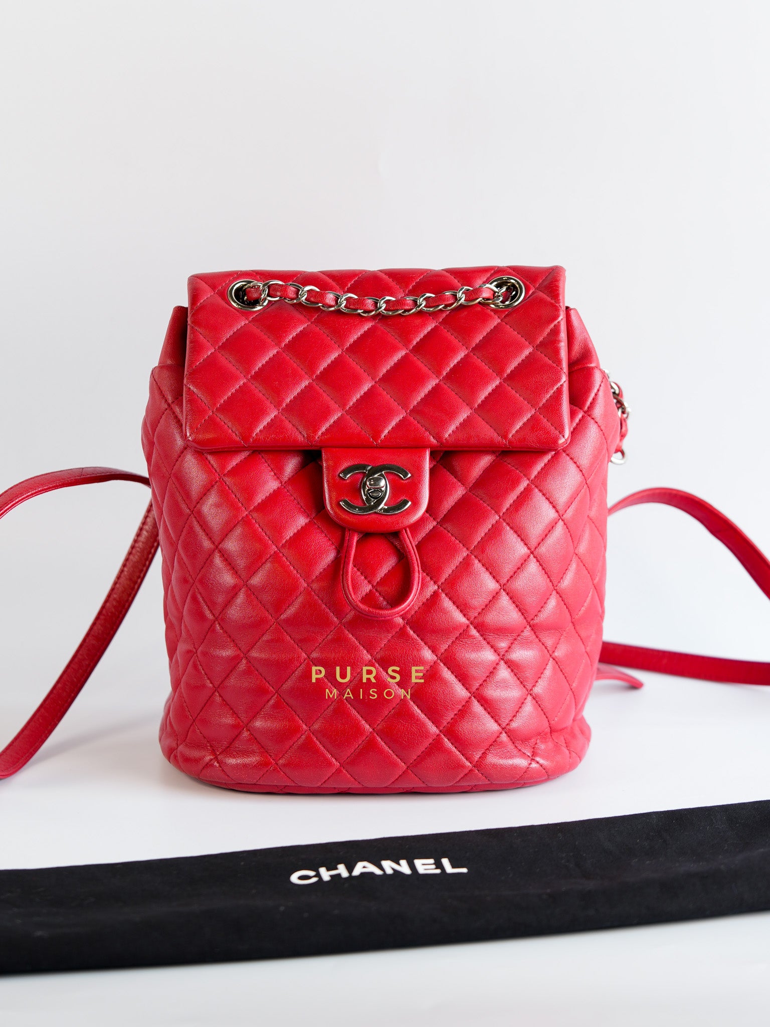 Urban Spirit Red Lambskin Leather and Silver Hardware Series 22 | Purse Maison Luxury Bags Shop