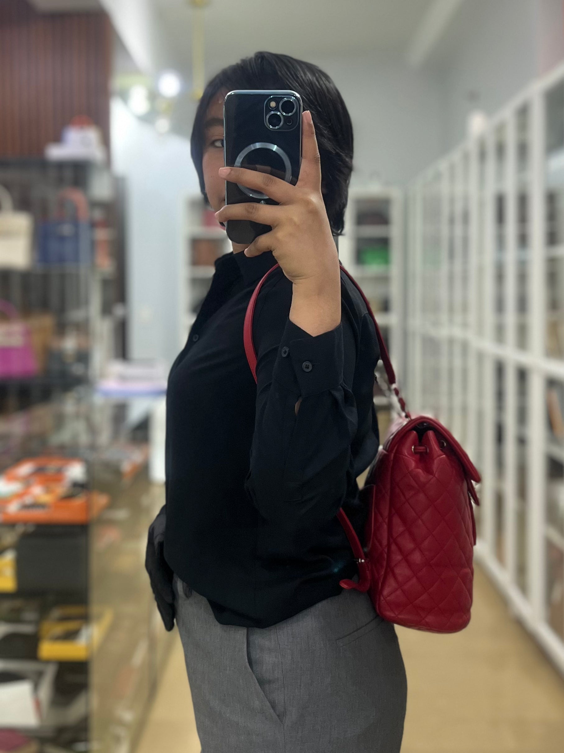 Urban Spirit Red Lambskin Leather and Silver Hardware Series 22 | Purse Maison Luxury Bags Shop