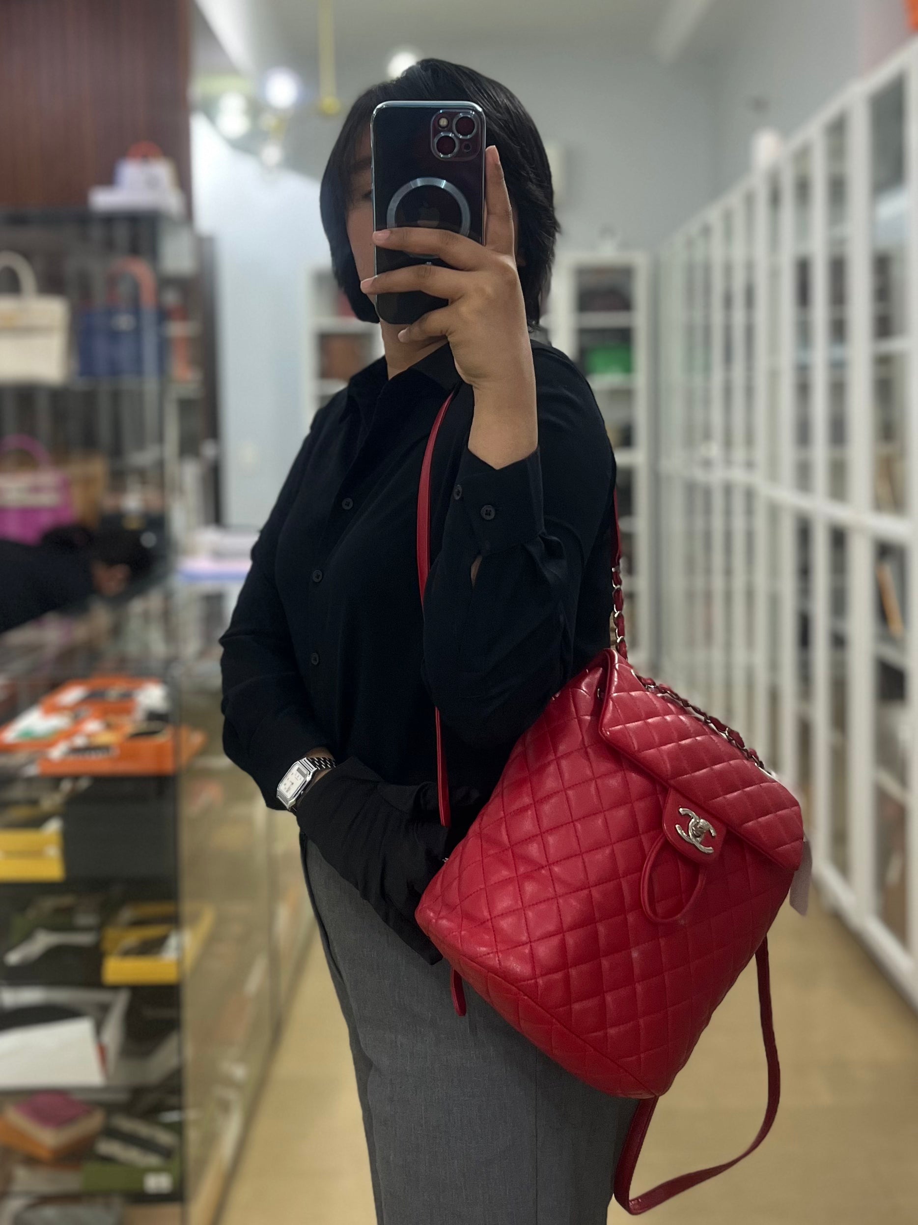 Urban Spirit Red Lambskin Leather and Silver Hardware Series 22 | Purse Maison Luxury Bags Shop