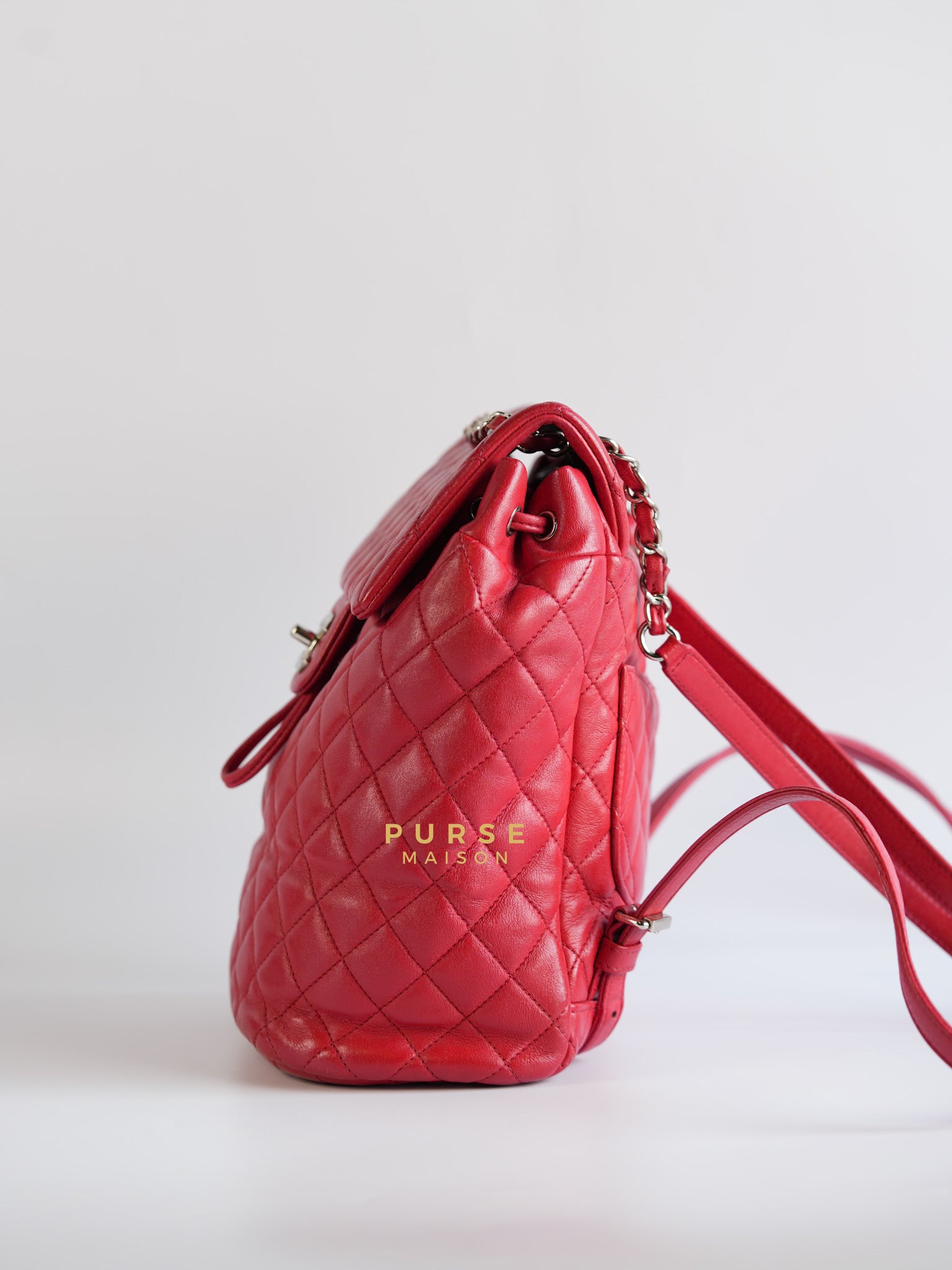 Urban Spirit Red Lambskin Leather and Silver Hardware Series 22 | Purse Maison Luxury Bags Shop