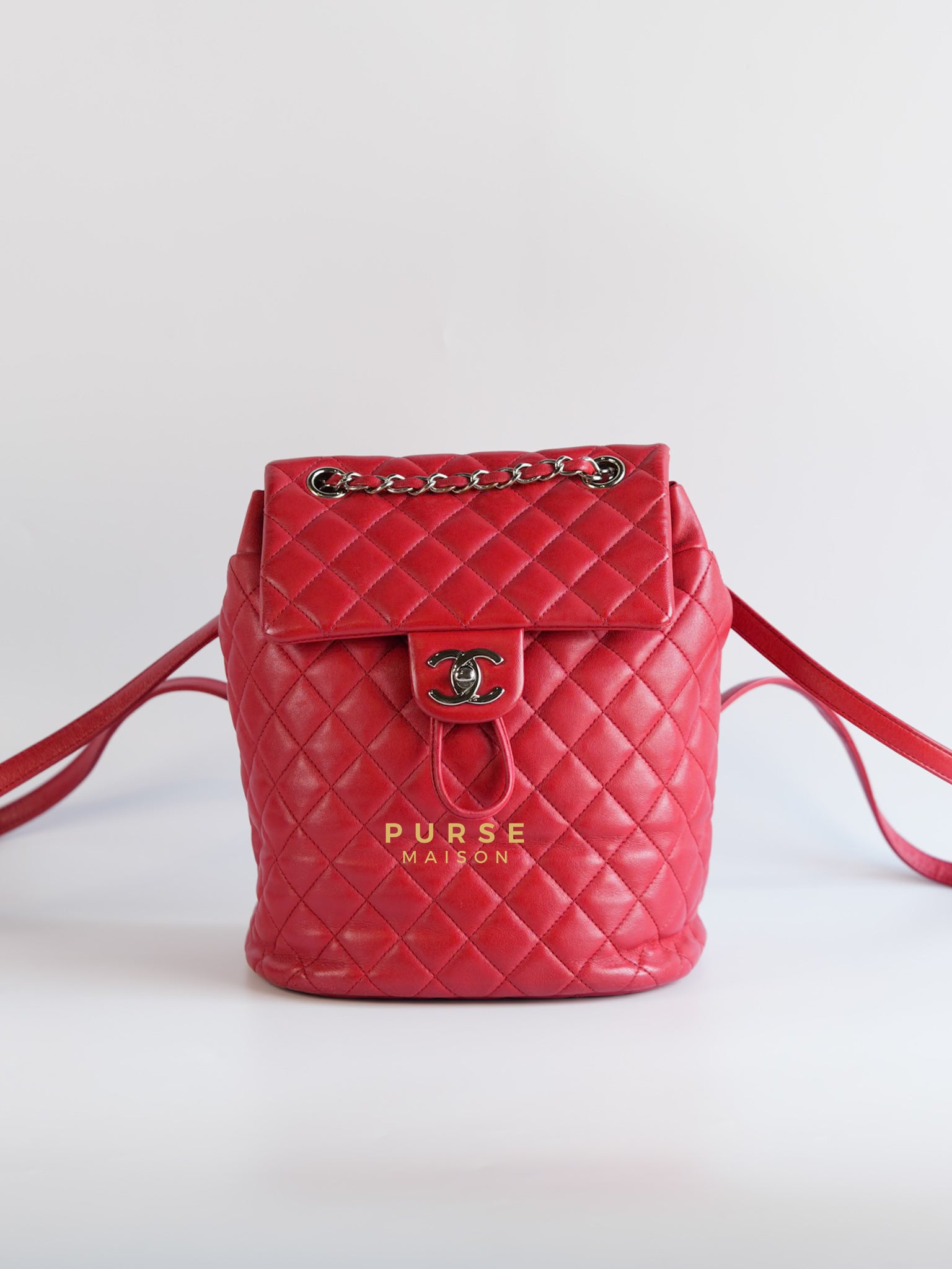 Urban Spirit Red Lambskin Leather and Silver Hardware Series 22 | Purse Maison Luxury Bags Shop