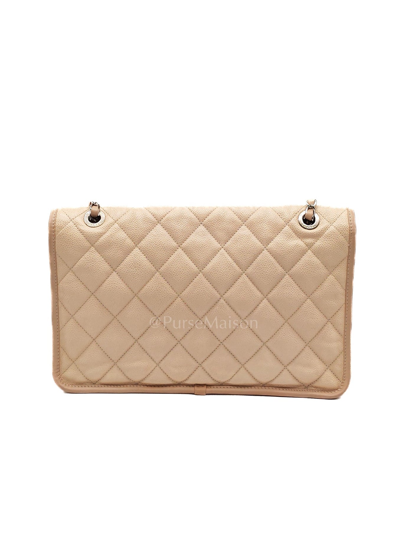 French Riviera in Beige Quilted Caviar Leather and Silver Hardware Seires 18