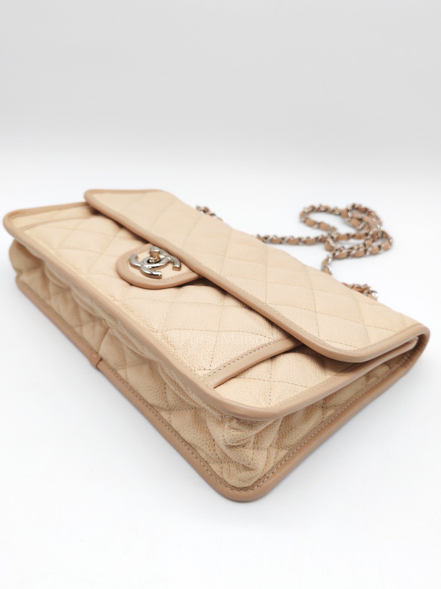 French Riviera in Beige Quilted Caviar Leather and Silver Hardware Seires 18