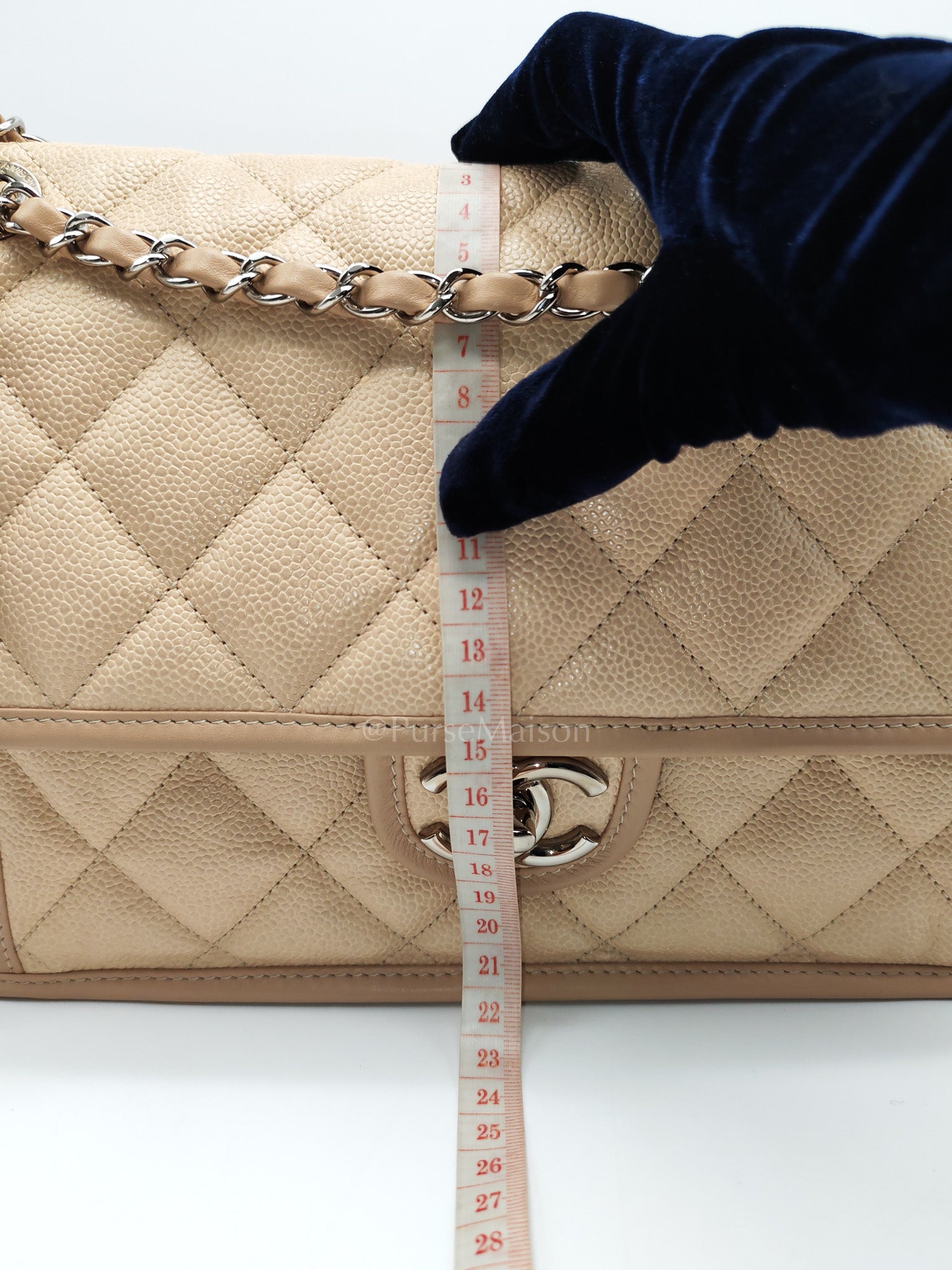 French Riviera in Beige Quilted Caviar Leather and Silver Hardware Seires 18