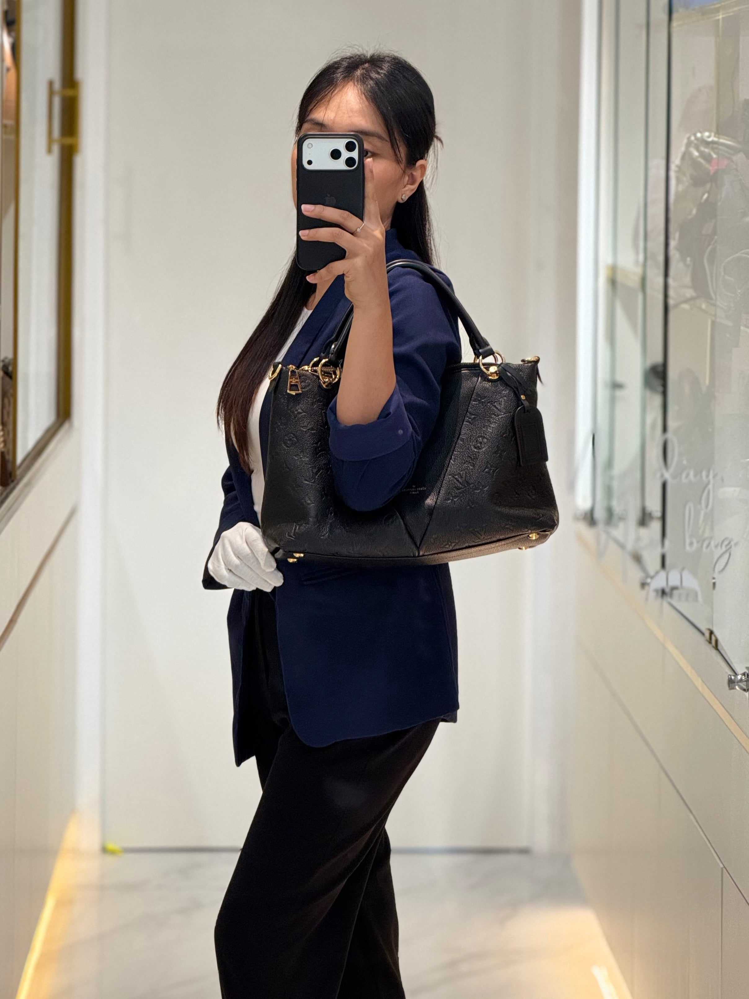V Tote MM in Embossed Monogram Empreinte Leather & Gold Hardware (Datecode: CA3189) | Purse Maison Luxury Bags Shop