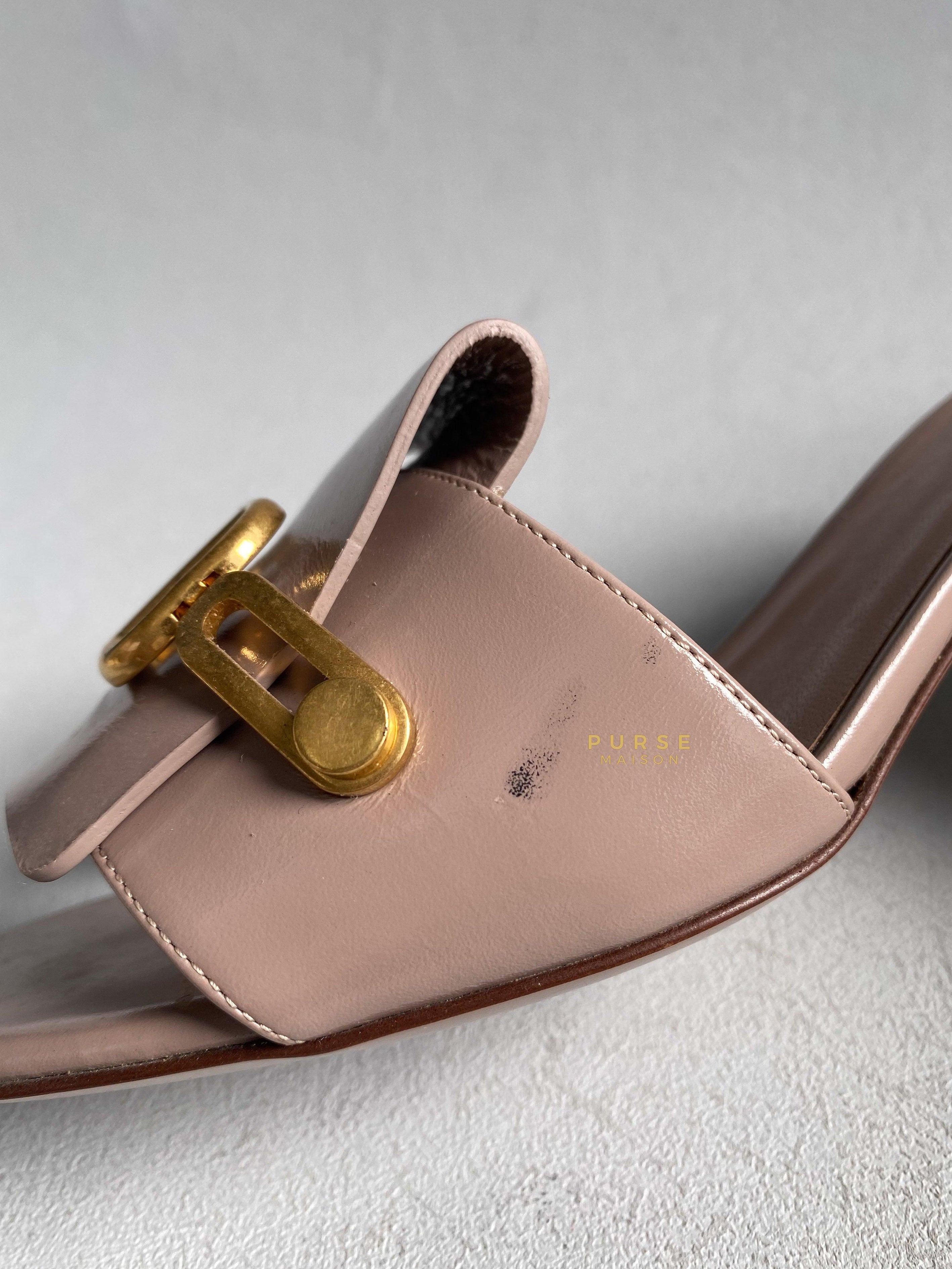 Valentino Garavani Beige Leather VLogo Open Toe Heeled Sandals Size 36.5 EU | Purse Maison Luxury Bags Shop