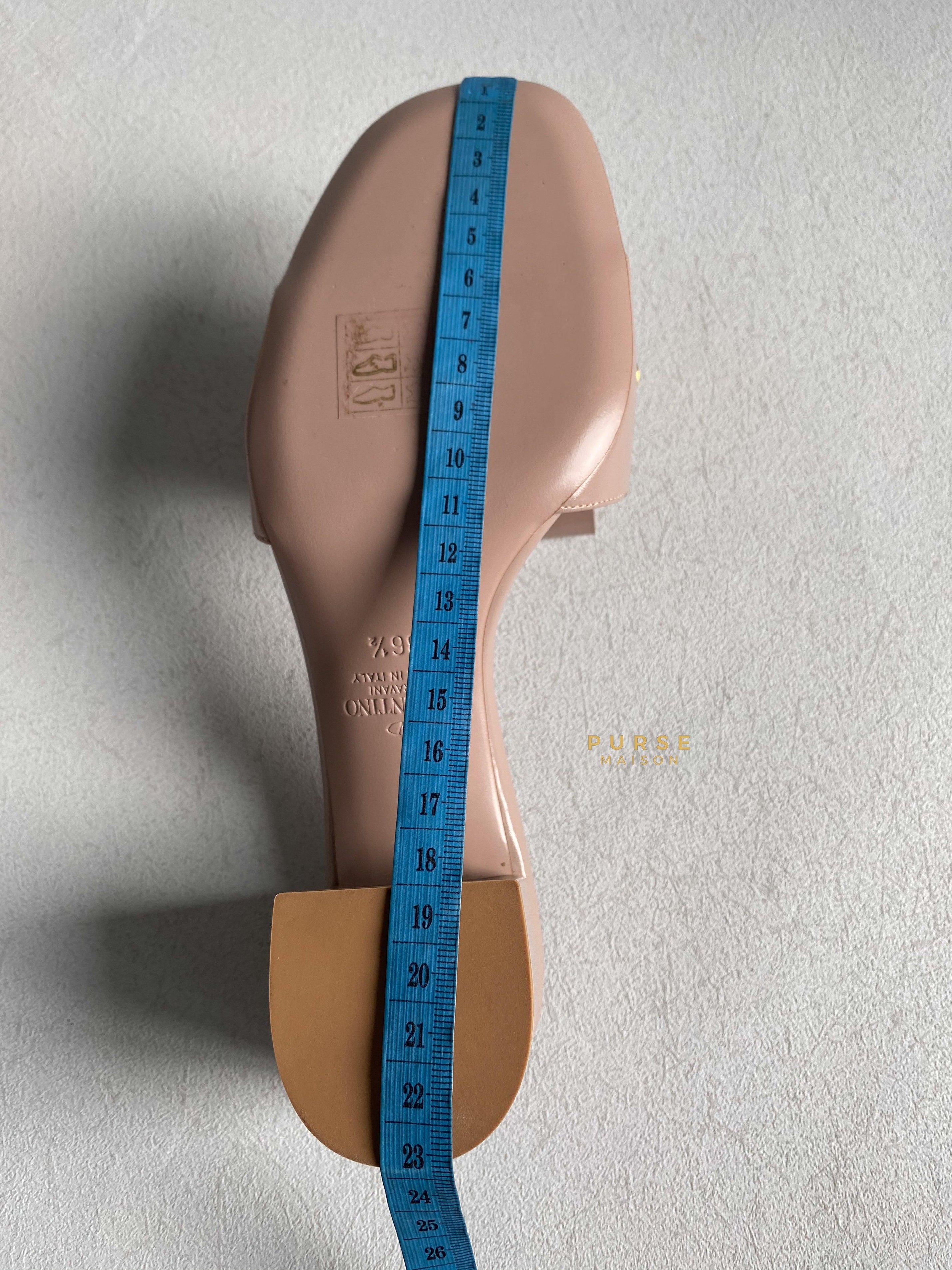 Valentino Garavani Beige Leather VLogo Open Toe Heeled Sandals Size 36.5 EU | Purse Maison Luxury Bags Shop