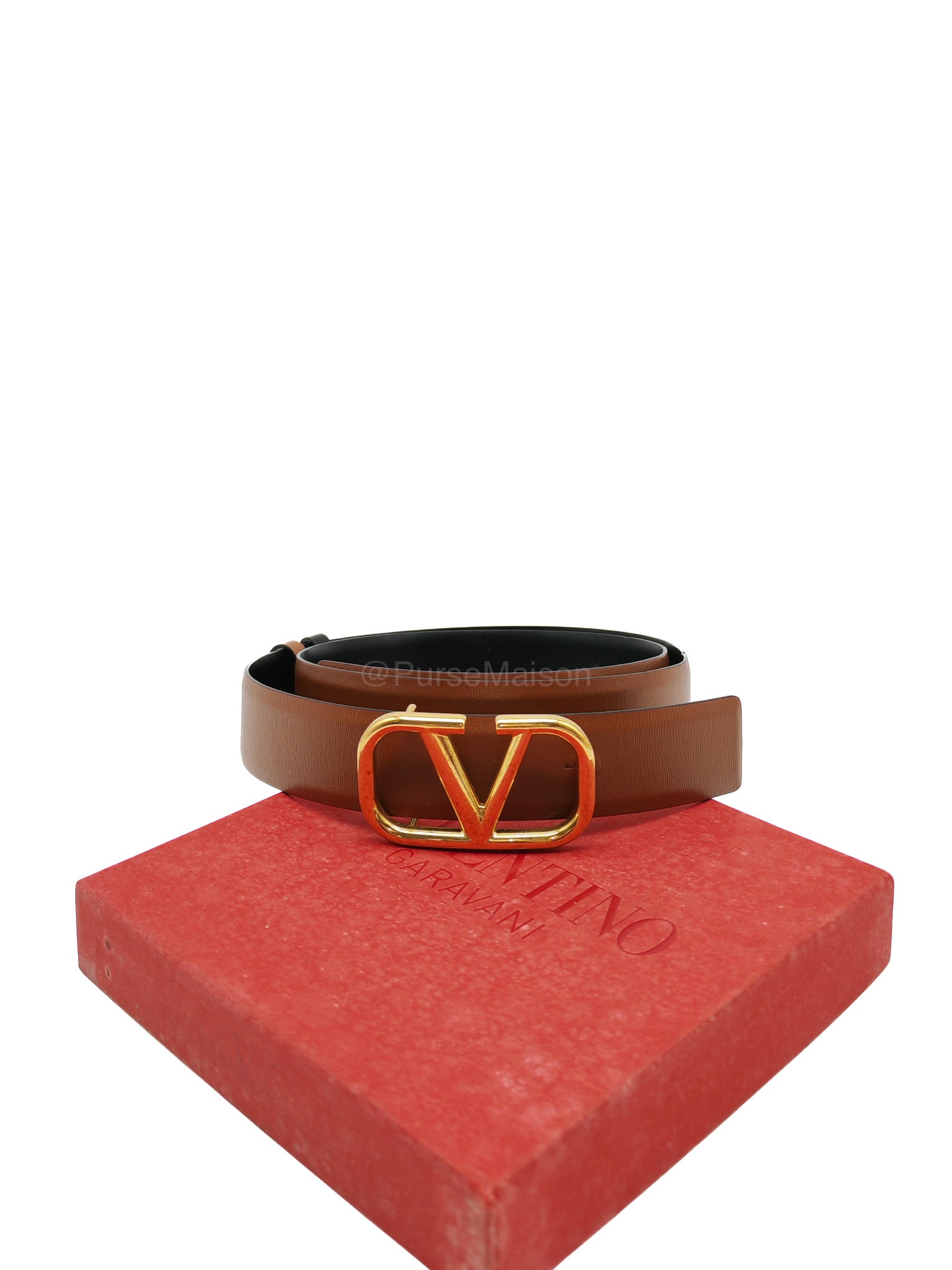 Valentino Garavani Reversible VLogo Signature Belt in Brown/Black | Purse Maison Luxury Bags Shop
