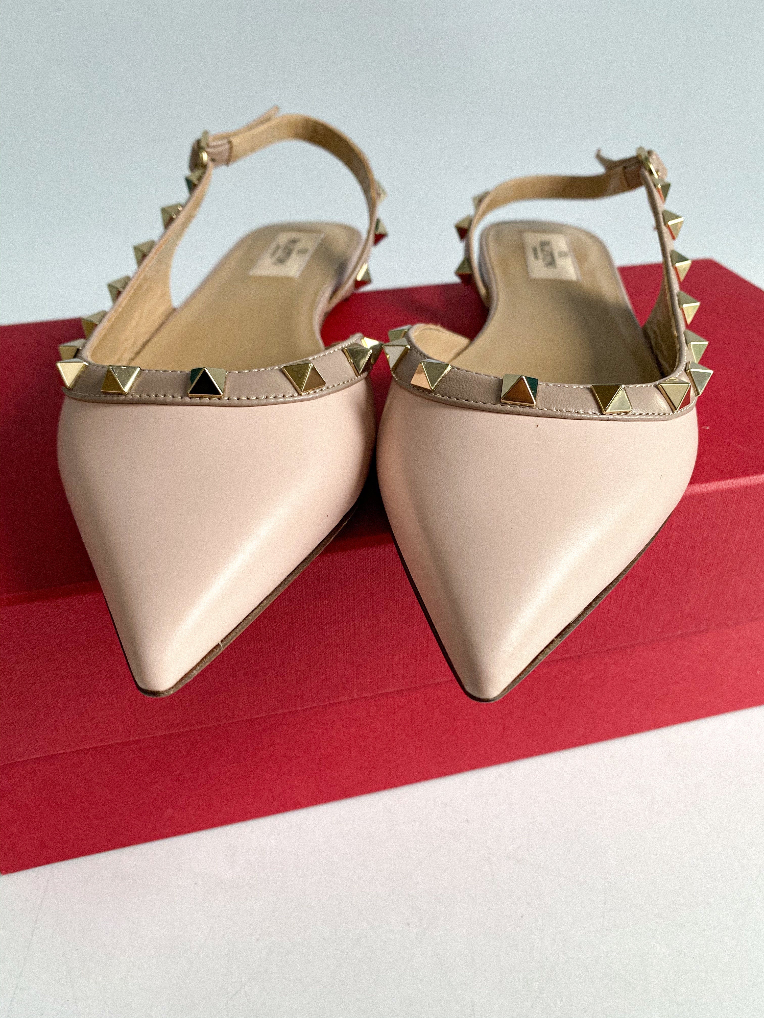 Valentino Garavani Rockstud Rose Aqua Slingback Flats Size 37 EU (25.5cm)