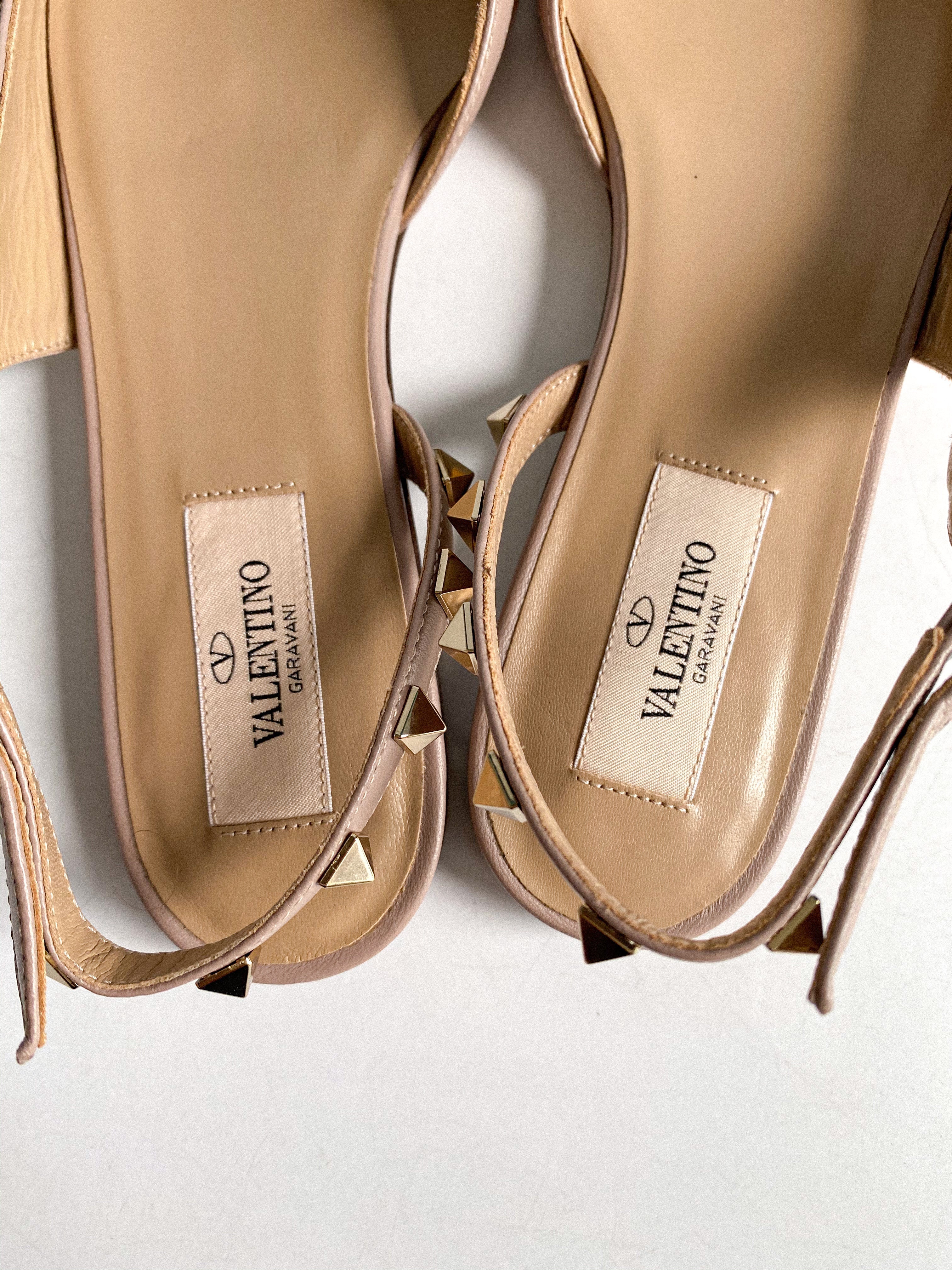 Valentino Garavani Rockstud Rose Aqua Slingback Flats Size 37 EU (25.5cm)