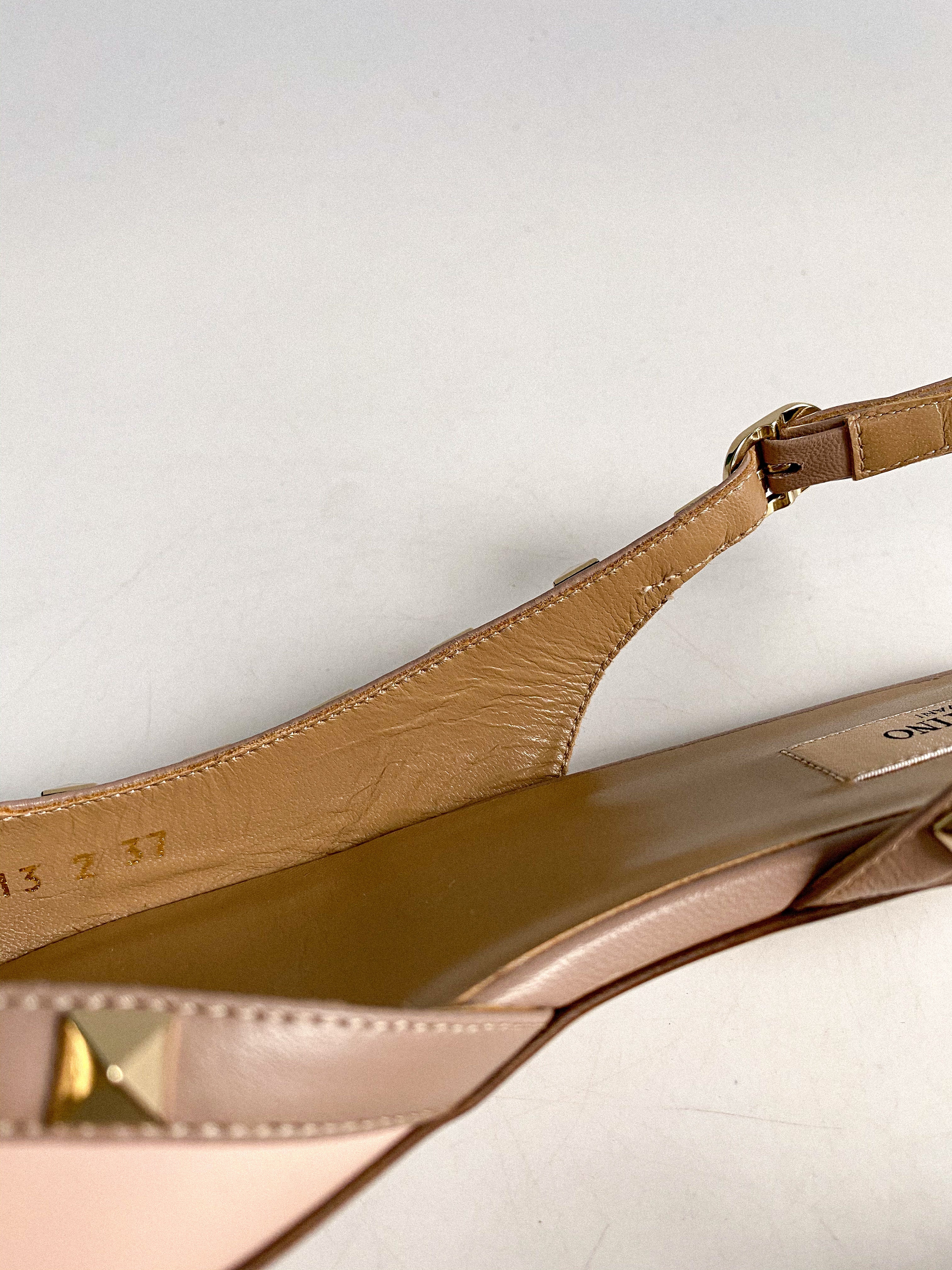 Valentino Garavani Rockstud Rose Aqua Slingback Flats Size 37 EU (25.5cm)