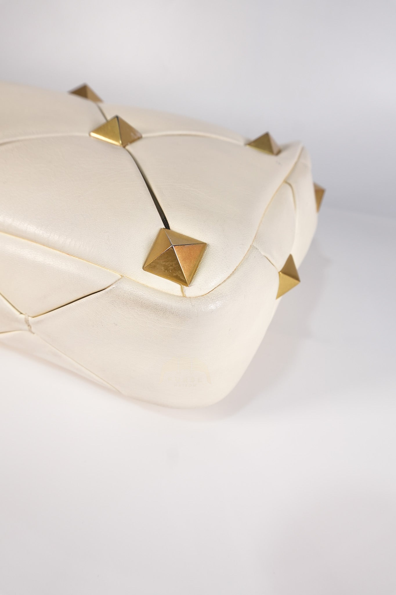 Roman Stud Top Handle Off White Nappa Leather Crossbody Bag | Purse Maison Luxury Bags Shop