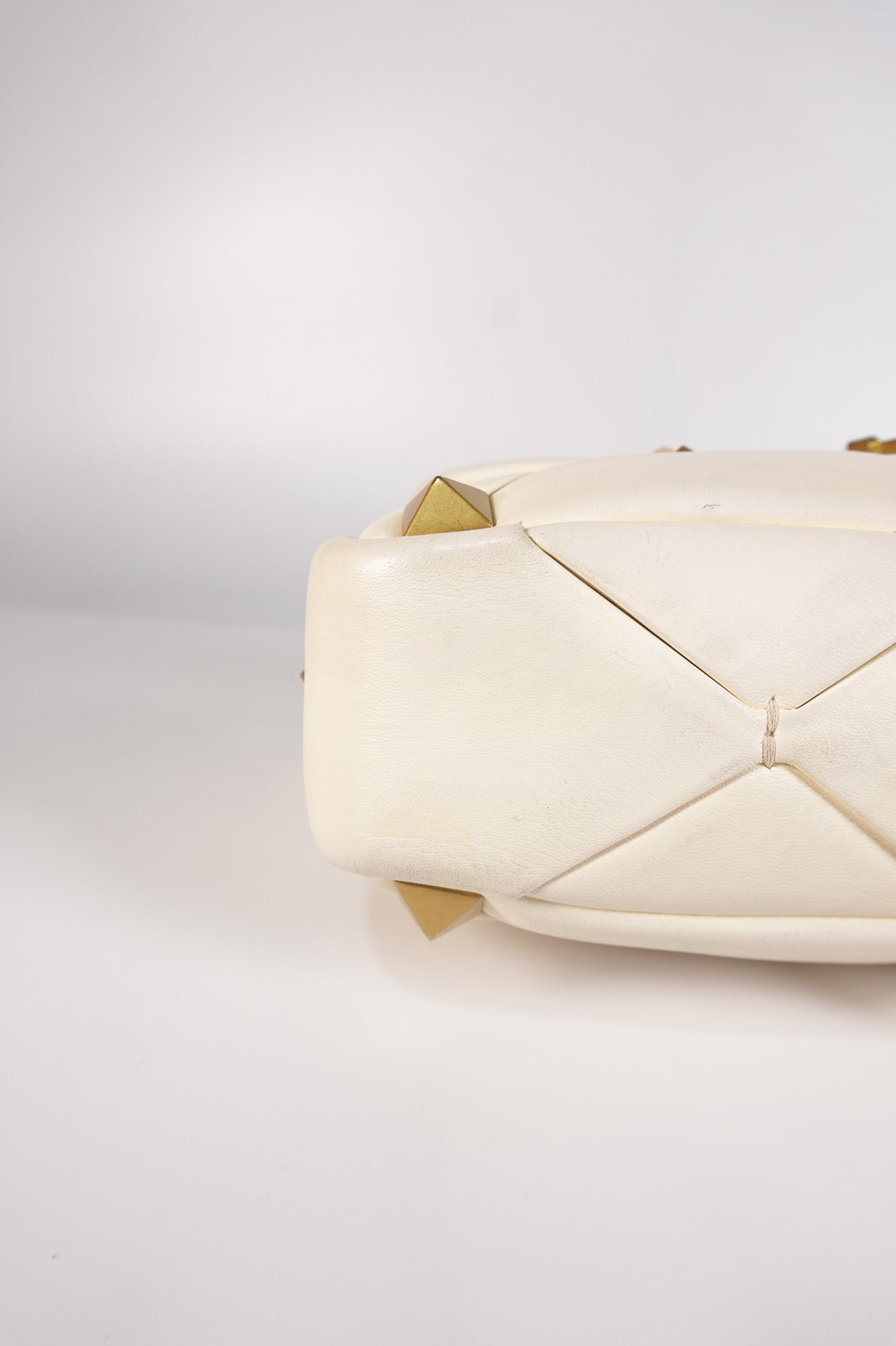 Roman Stud Top Handle Off White Nappa Leather Crossbody Bag | Purse Maison Luxury Bags Shop