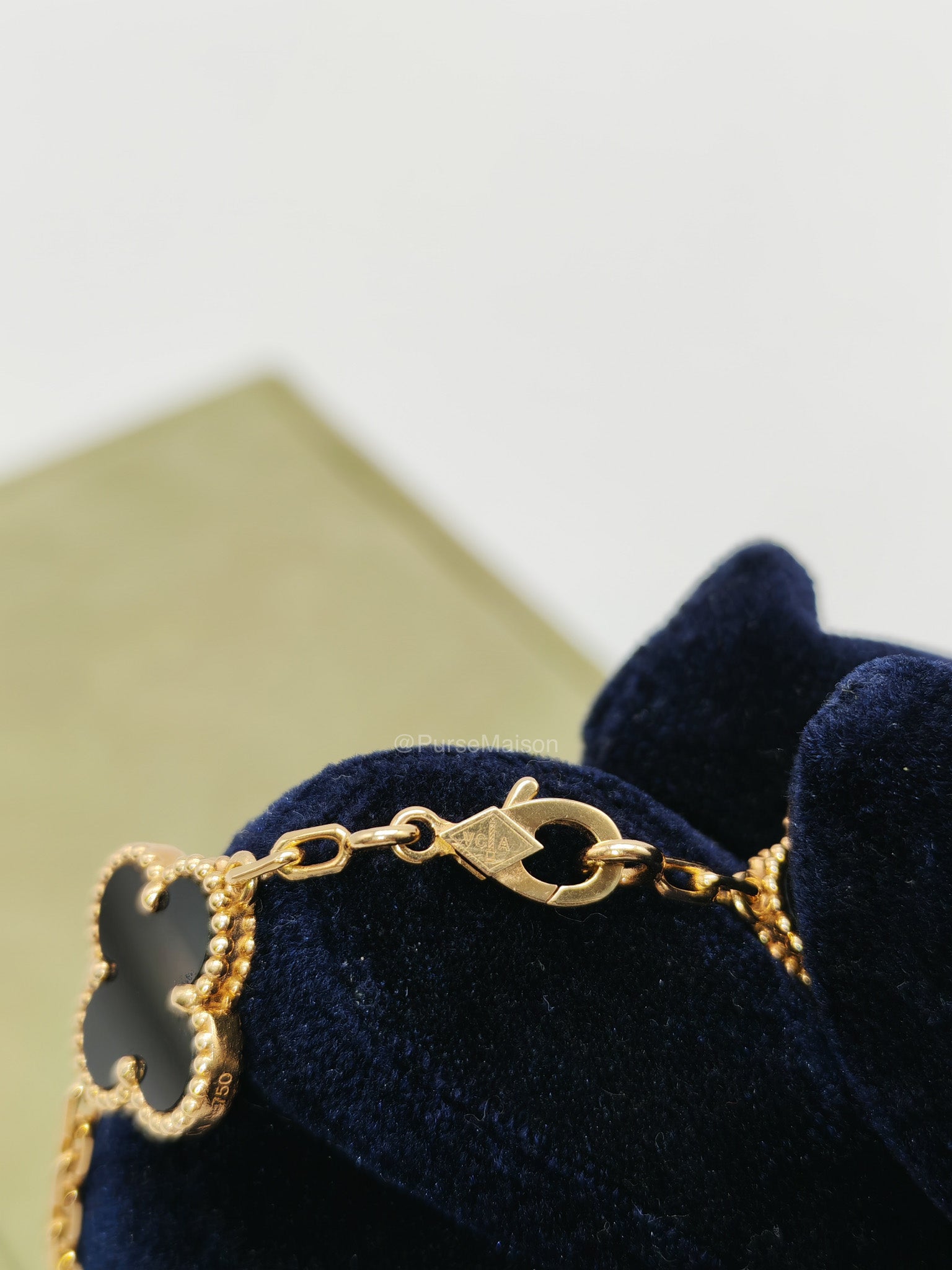 Van Cleef & Arpels Vintage Alhambra Bracelet in Onyx 5 Motif Yellow Gold (2022) | Purse Maison Luxury Bags Shop