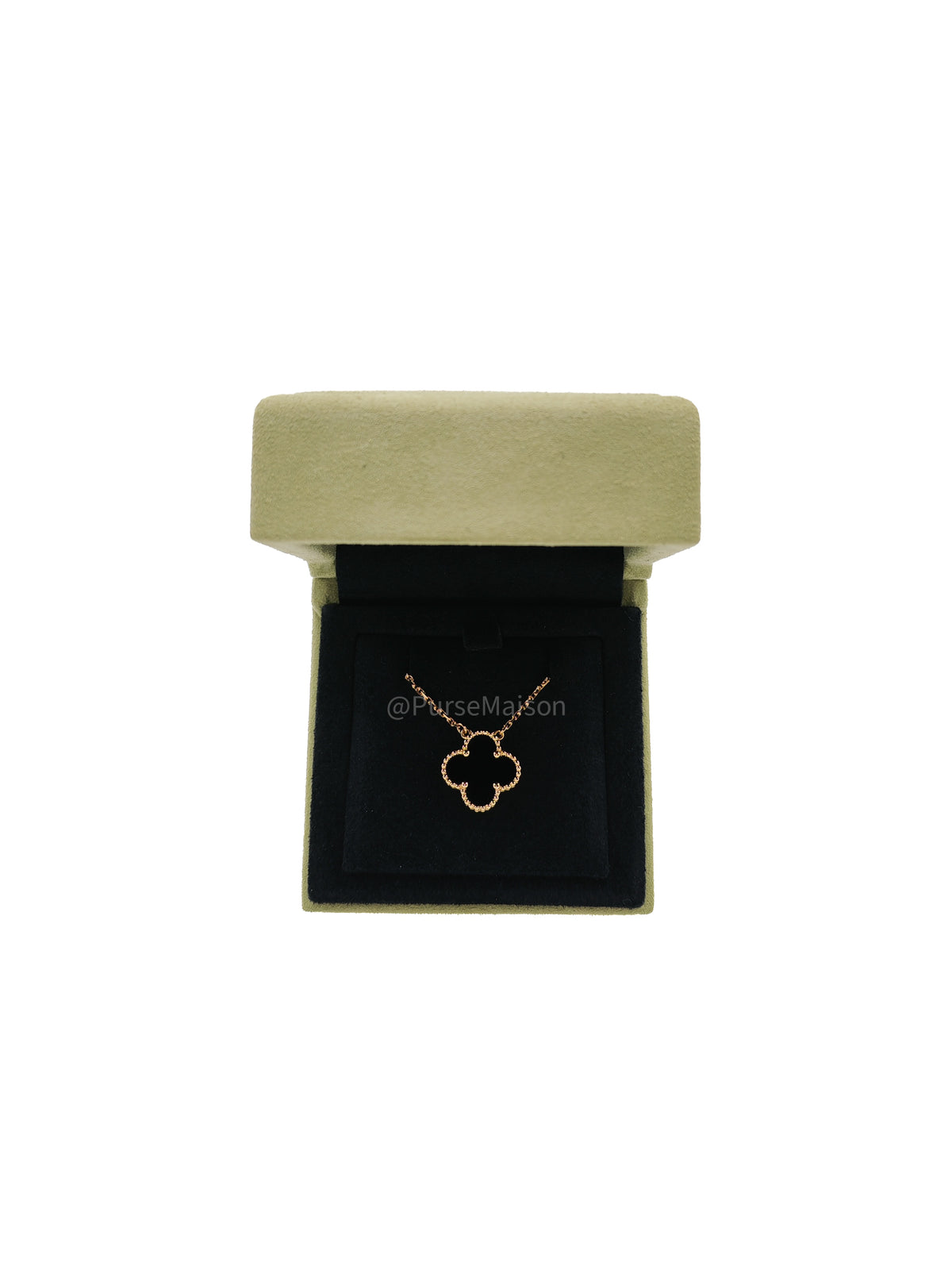 Van Cleef Arpels Vintage Alhambra Onyx Pendant and 18k Yellow Gold Necklace | Purse Maison Luxury Bags Shop