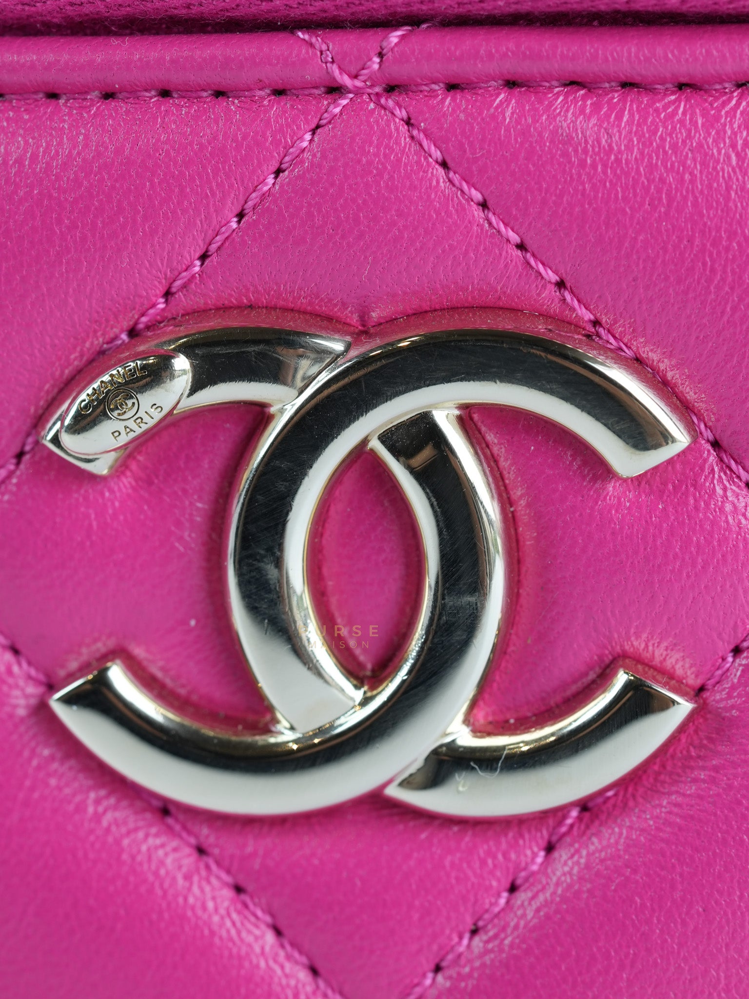 Vanity Bag Small in Pink Lambskin Leather and Light Gold Hardware Series 30 | Purse Maison Luxury Bags Shop