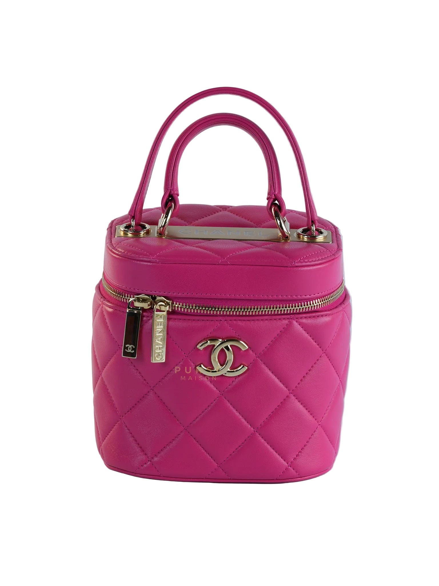 Vanity Bag Small in Pink Lambskin Leather and Light Gold Hardware Series 30 | Purse Maison Luxury Bags Shop