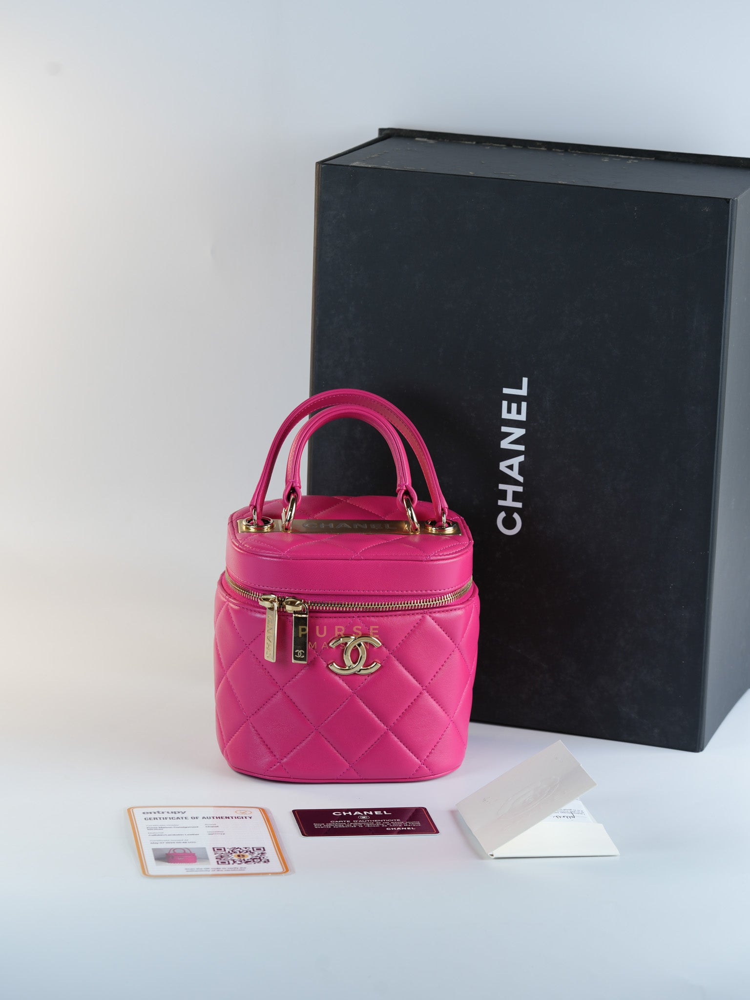 Vanity Bag Small in Pink Lambskin Leather and Light Gold Hardware Series 30 | Purse Maison Luxury Bags Shop