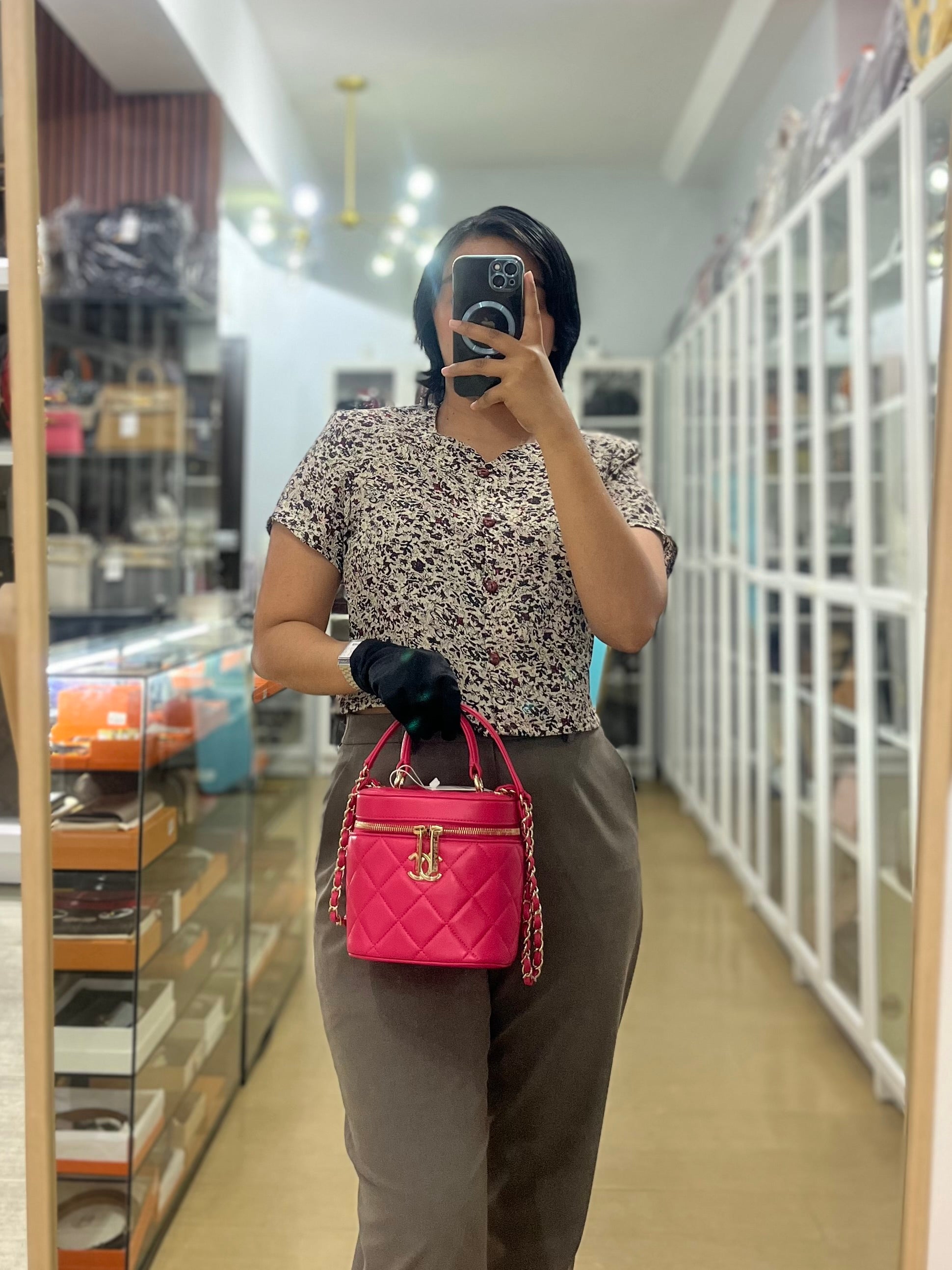 Vanity Bag Small in Pink Lambskin Leather and Light Gold Hardware Series 30 | Purse Maison Luxury Bags Shop