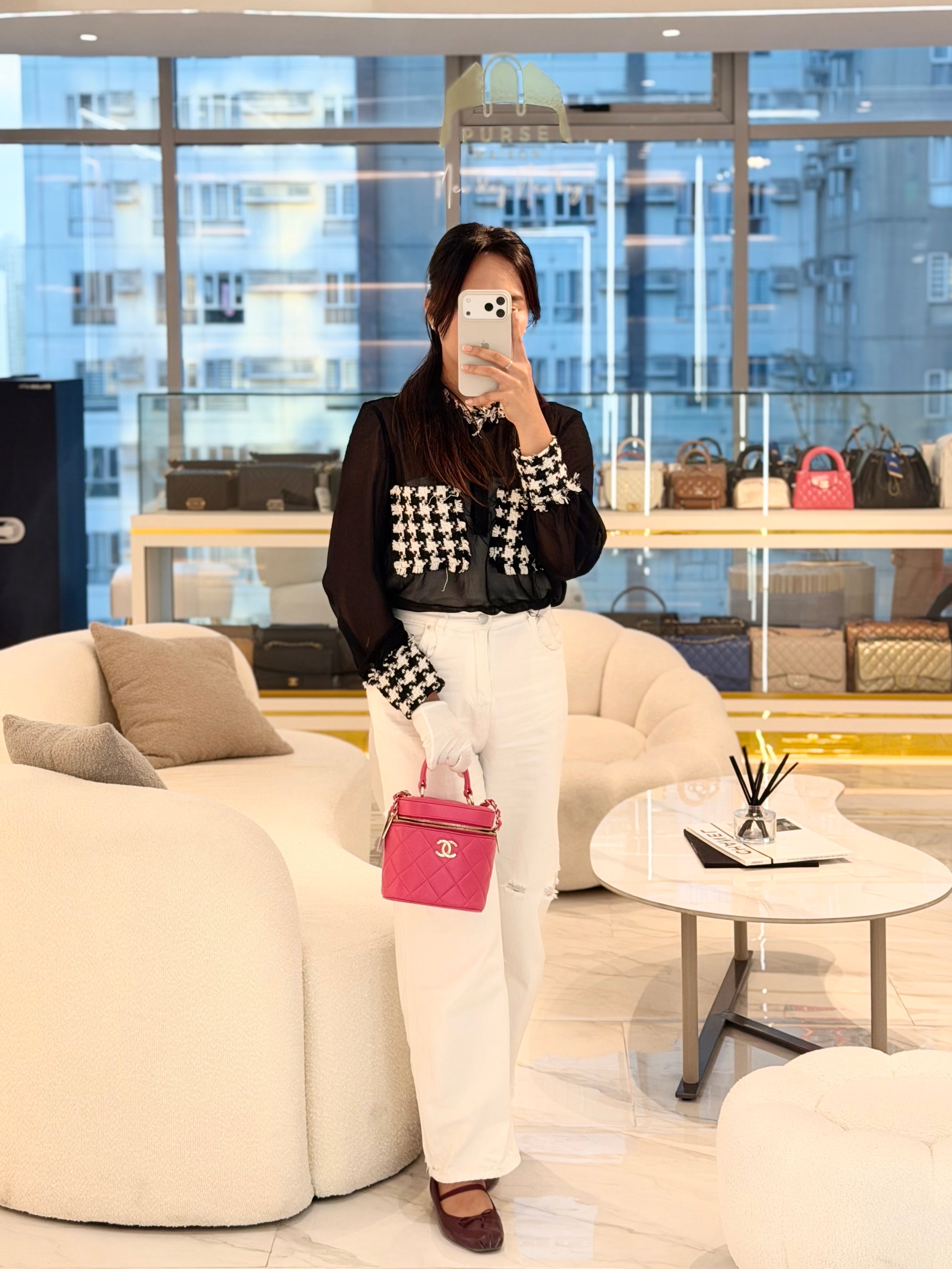 Vanity Bag Small in Pink Lambskin Leather and Light Gold Hardware Series 30 | Purse Maison Luxury Bags Shop